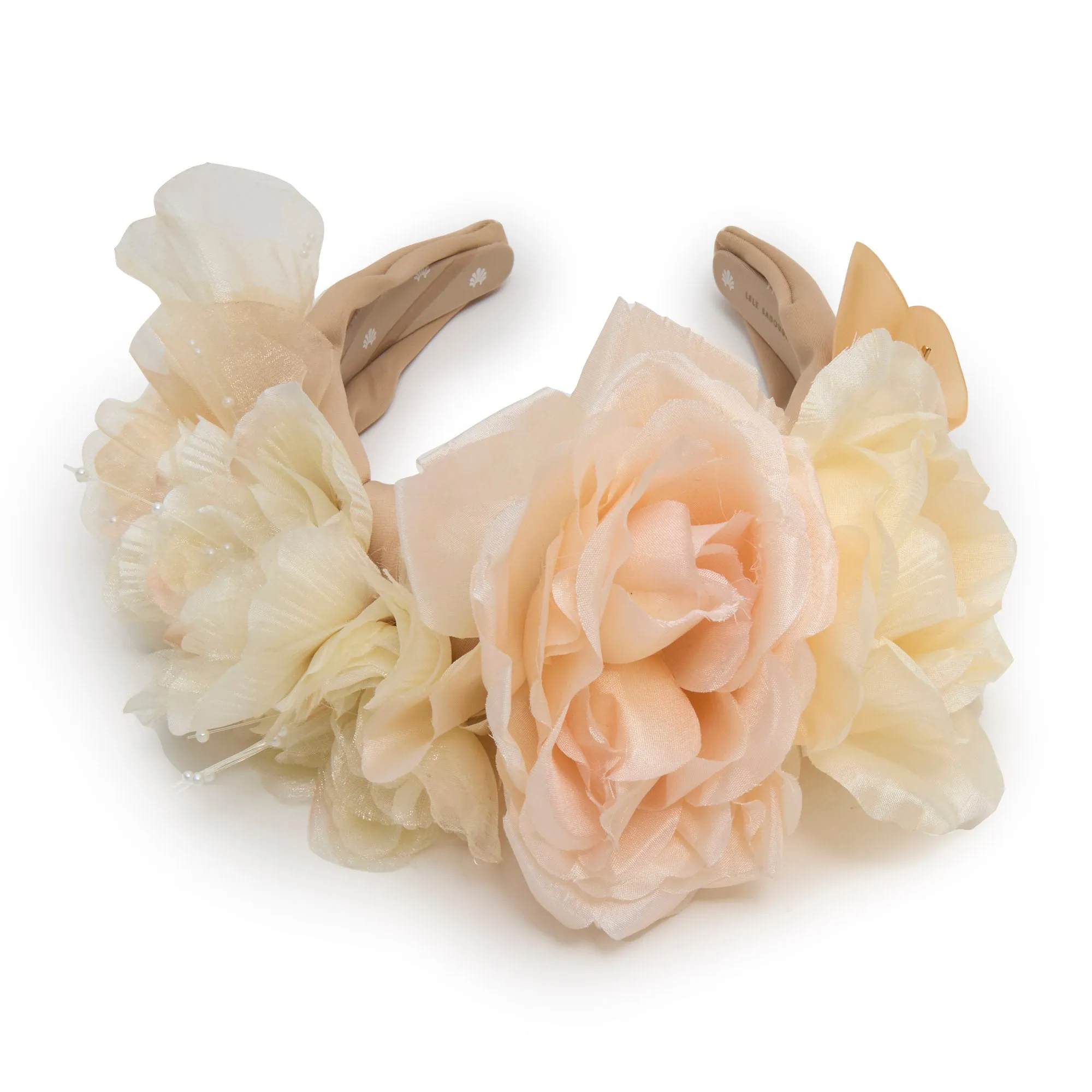 BUTTERCREAM BLUSH JEWELED FLORAL BOUQUET HEADBAND sold by Lele Sadoughi product image thumbnail 3
