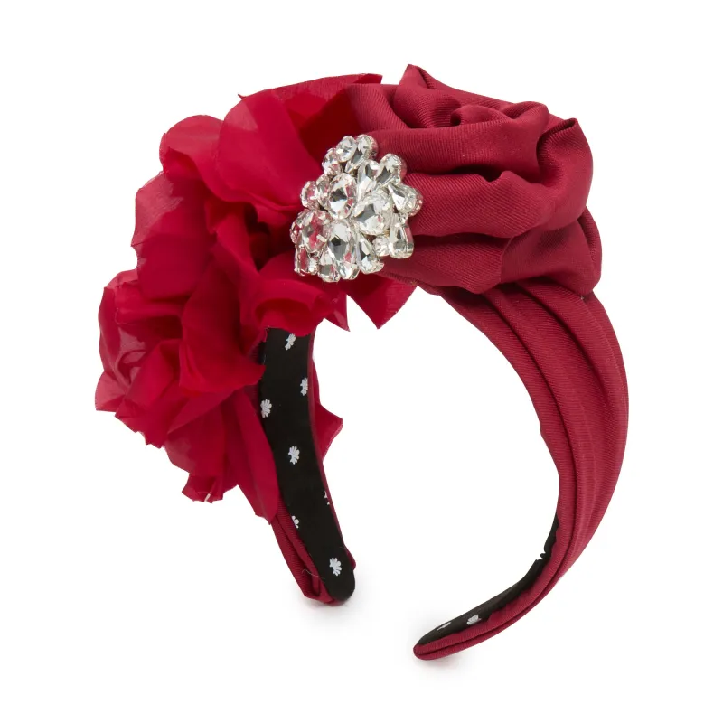 SCARLET JEWELED ROSETTE FLORAL BOUQUET HEADBAND sold by Lele Sadoughi