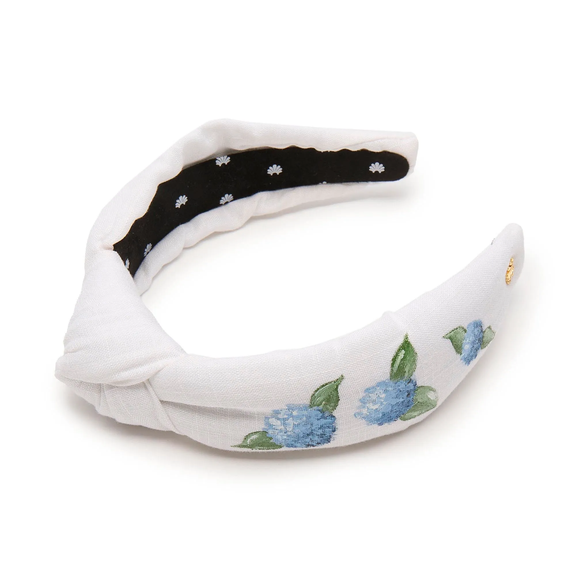 HAND PAINTED HYDRANGEA LINEN KNOTTED HEADBAND sold by Lele Sadoughi