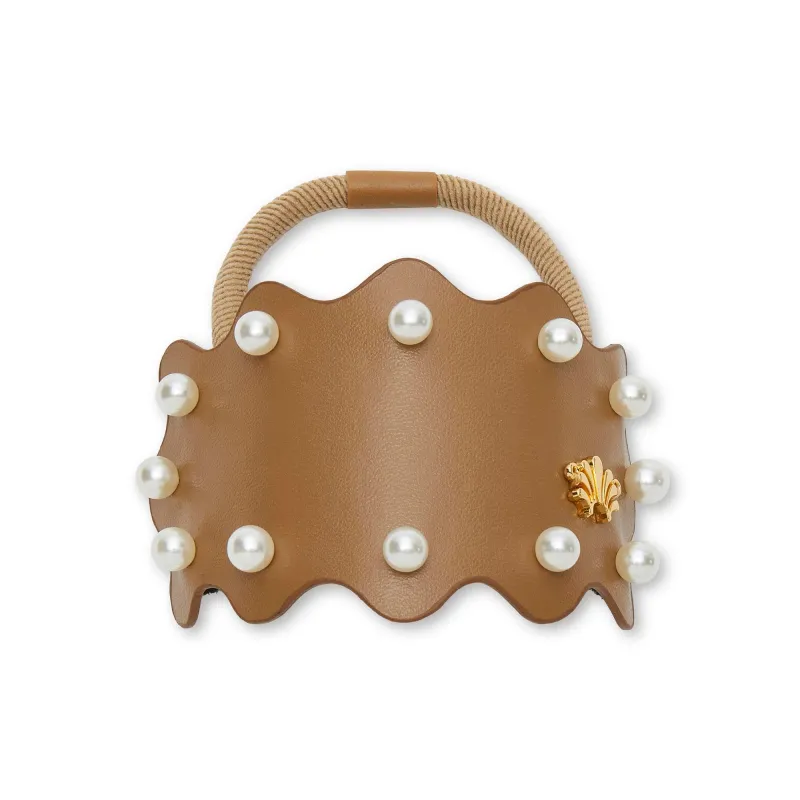 TAN GENIE WAVY PEARL HAIR TIE sold by Lele Sadoughi