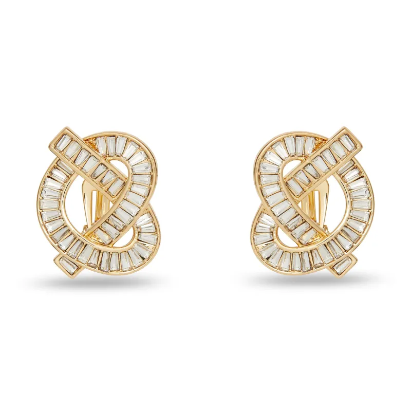 GOLD CRYSTAL PRETZEL CLIP ON EARRINGS sold by Lele Sadoughi