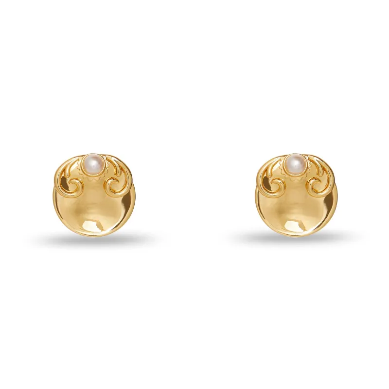 GOLD FILIGREE DISK BUTTON EARRINGS sold by Lele Sadoughi