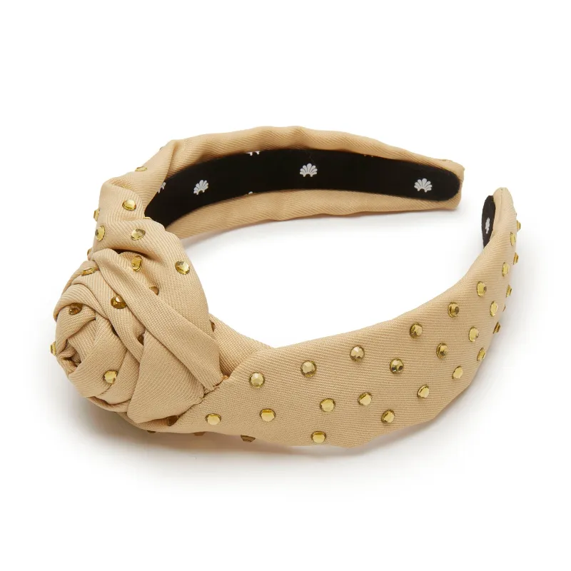 OATMEAL ROSETTE CRYSTAL EMBELLISHED HEADBAND sold by Lele Sadoughi