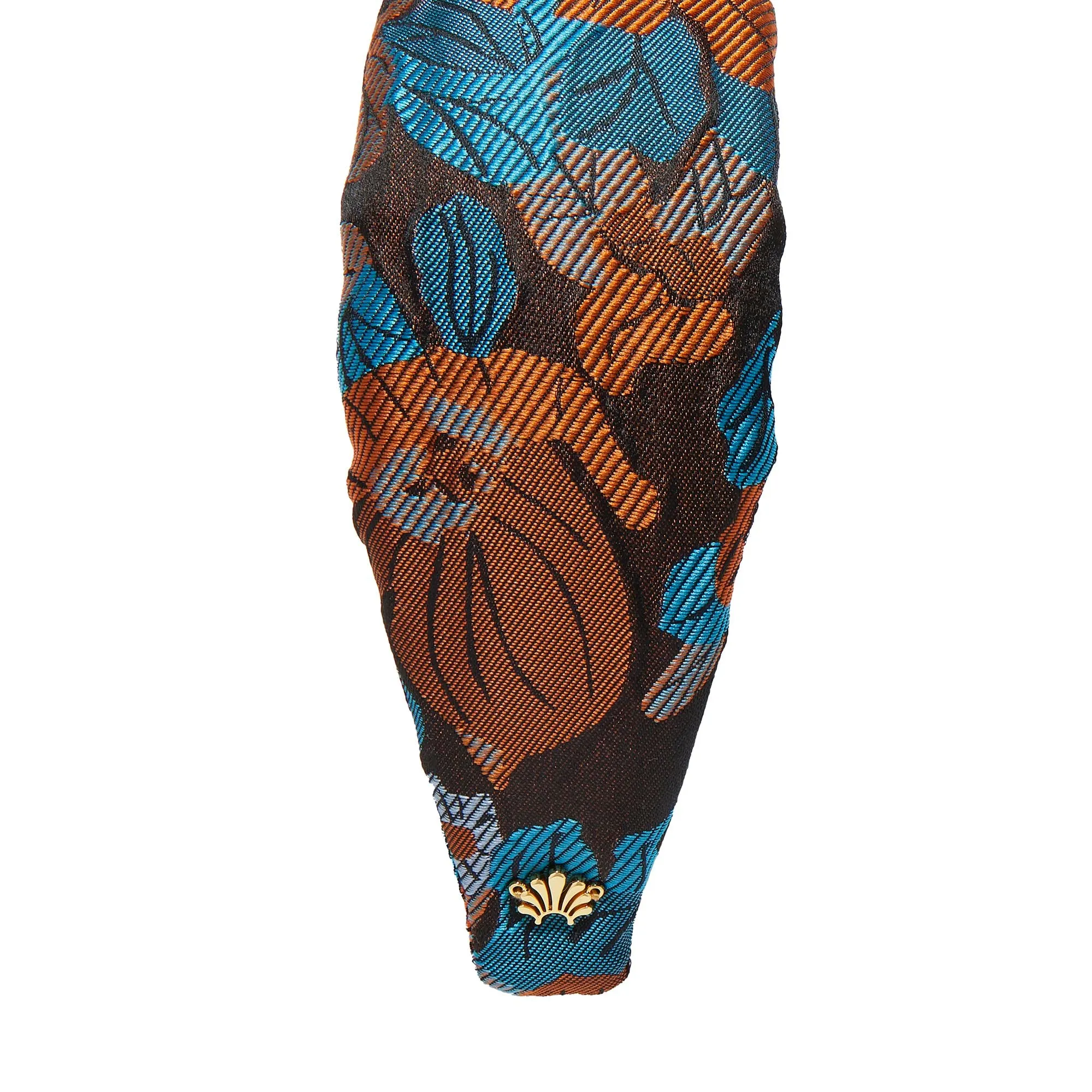 CARAMEL PATINA KNOTTED FLORAL JACQUARD HEADBAND sold by Lele Sadoughi product image thumbnail 5