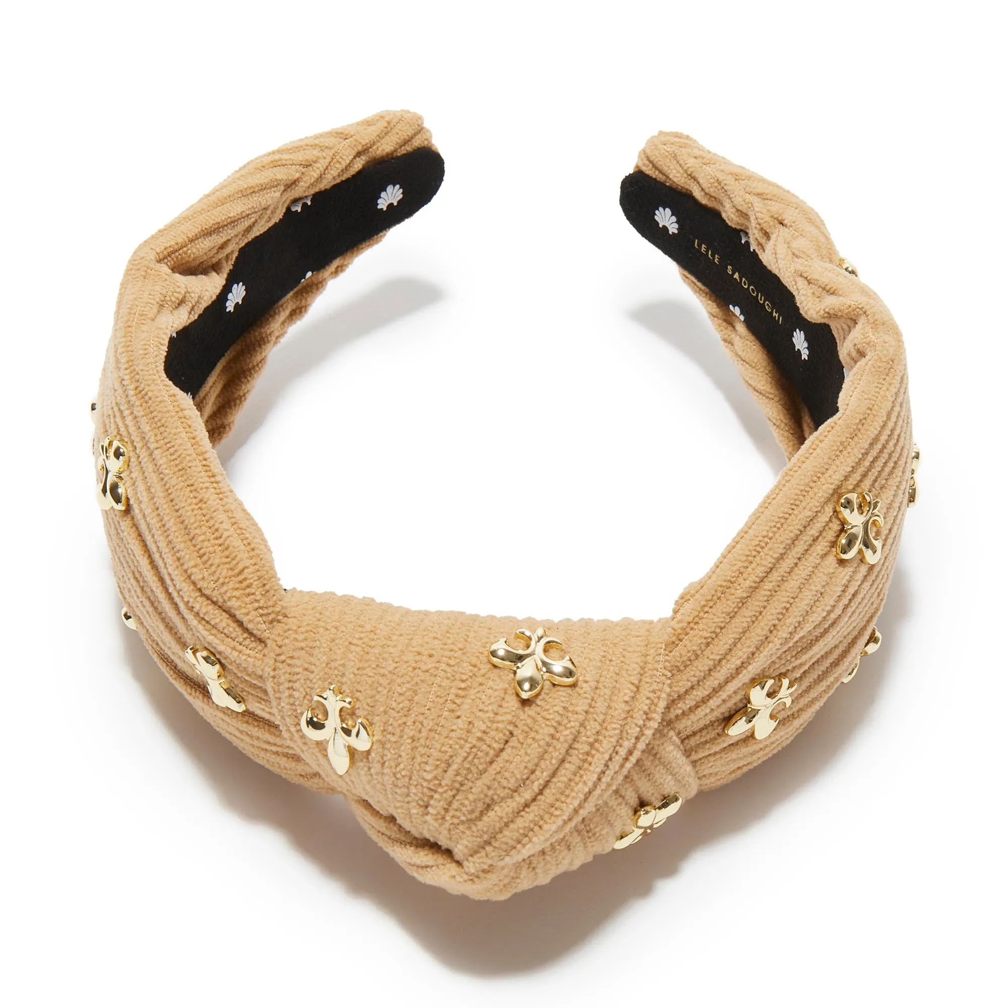 BUFF KNOTTED FLEUR DE LIS EMBELLISHED HEADBAND sold by Lele Sadoughi product image thumbnail 3