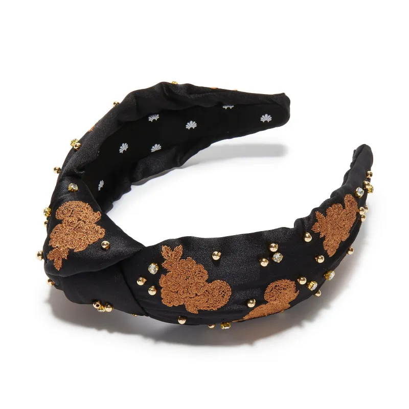 CARAMEL JET KNOTTED LACE EMBELLISHED HEADBAND sold by Lele Sadoughi