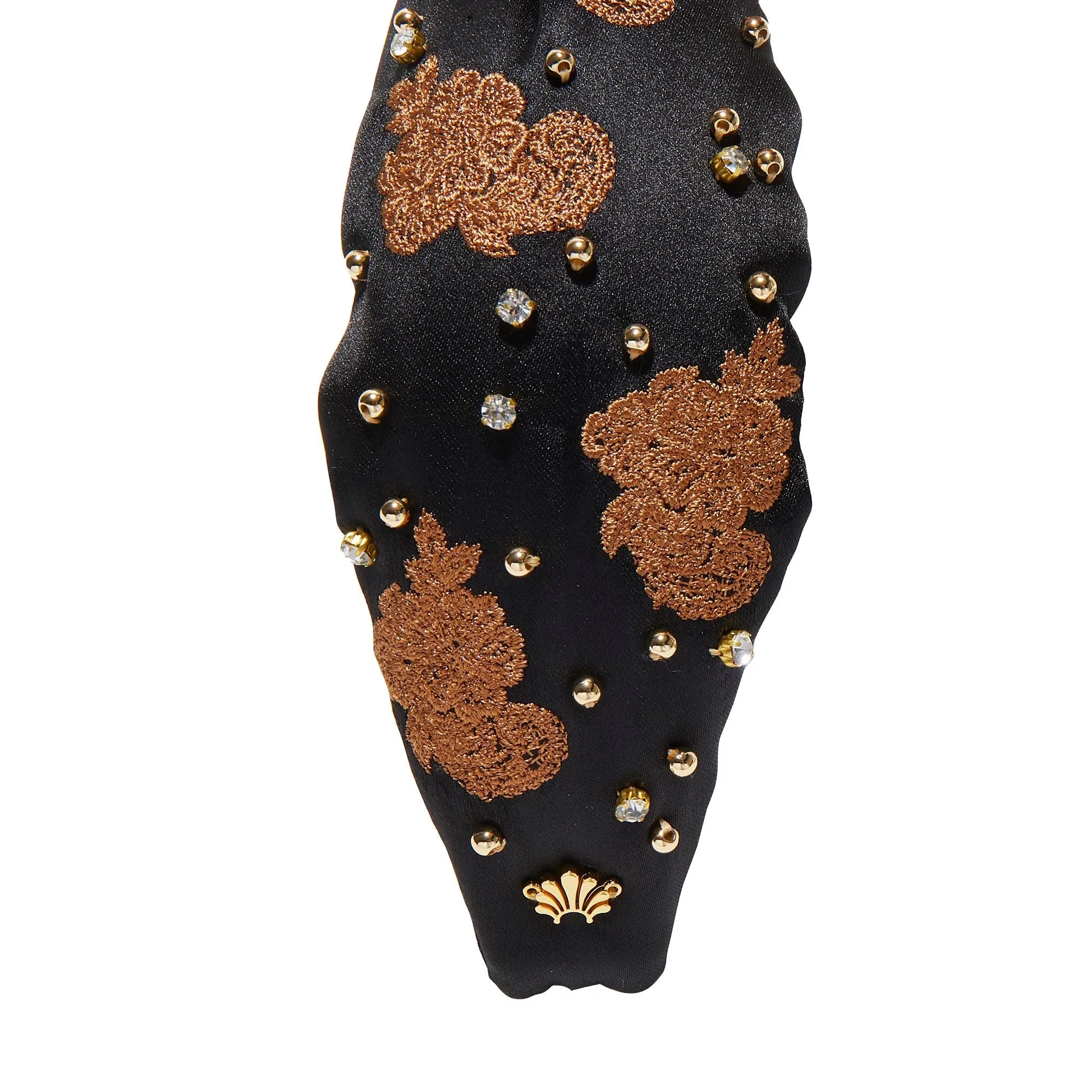 CARAMEL JET KNOTTED LACE EMBELLISHED HEADBAND sold by Lele Sadoughi product image thumbnail 5