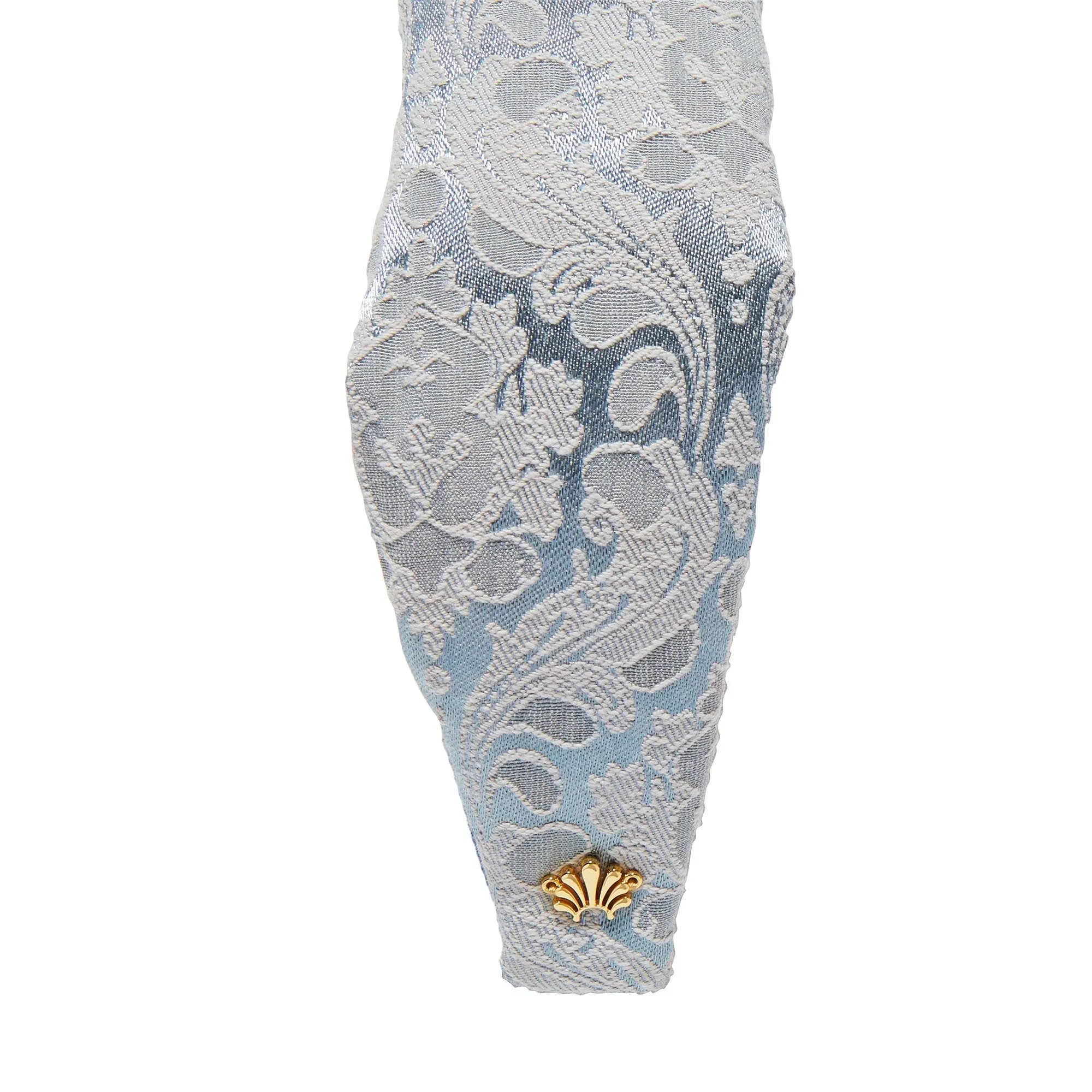 CORNFLOWER BLUE KNOTTED DAMASK BROCADE HEADBAND sold by Lele Sadoughi product image thumbnail 5