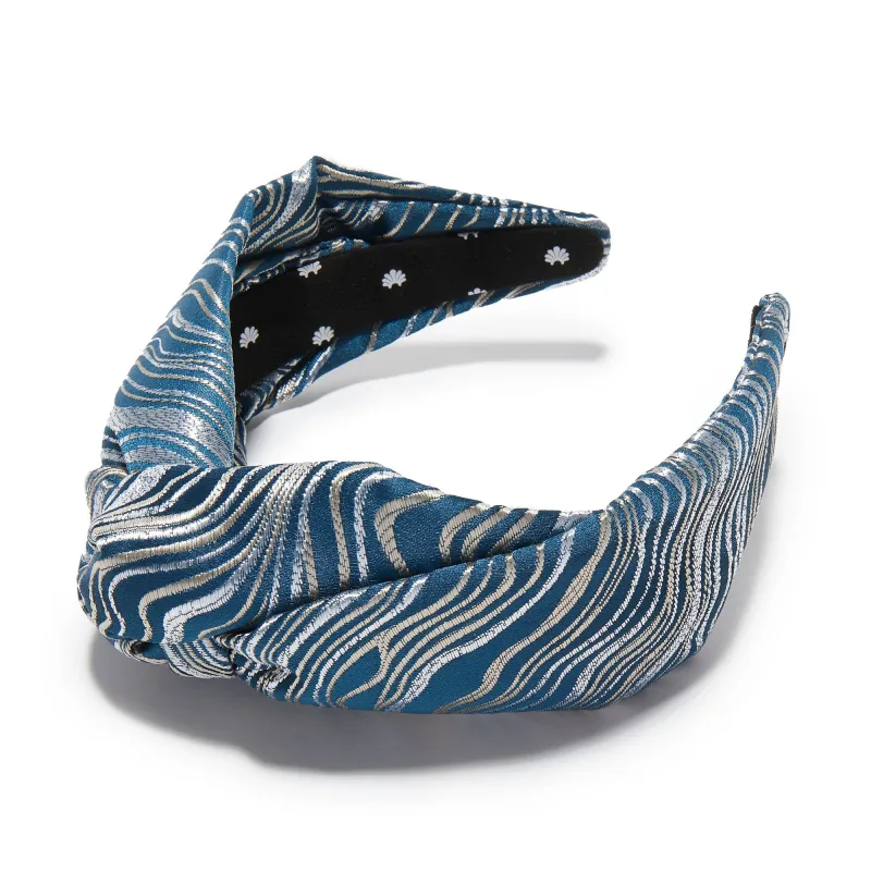CADET BLUE GRETA RIPPLE JACQUARD HEADBAND sold by Lele Sadoughi