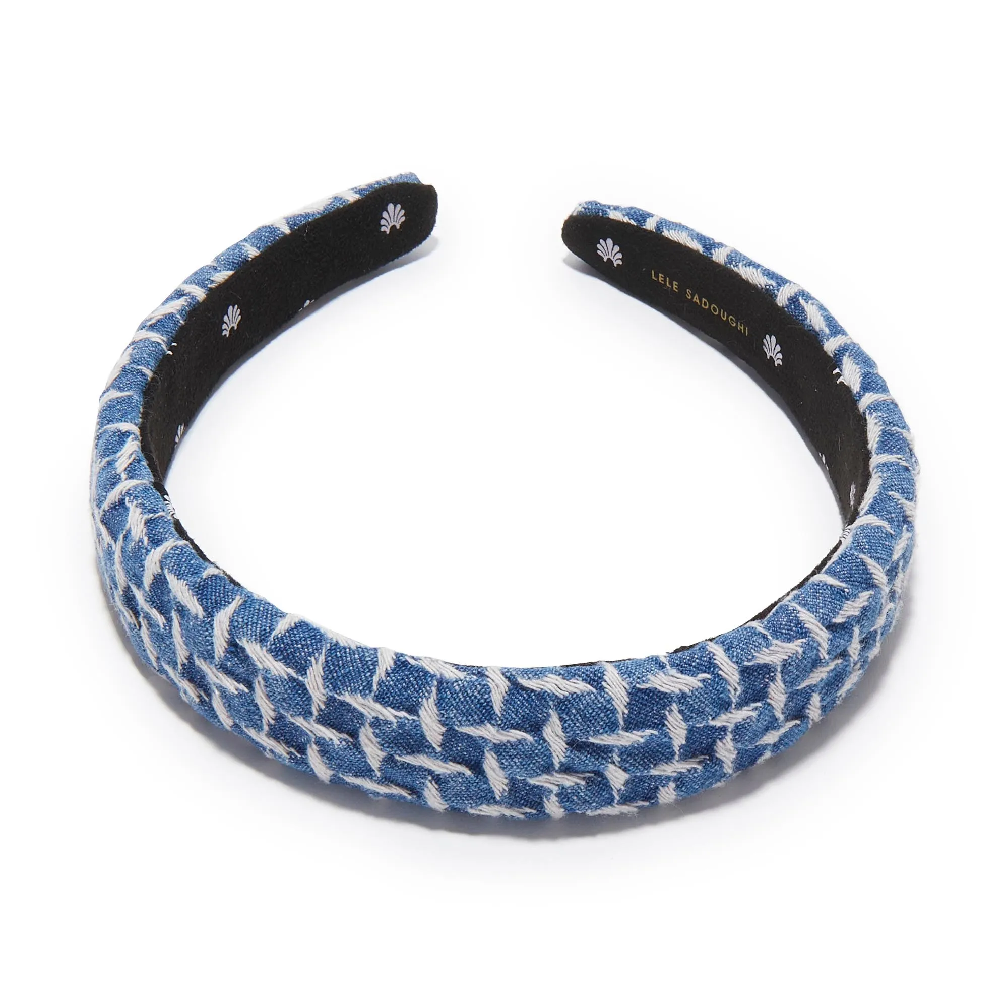 CADET BLUE CHARLOTTE LATTICE DENIM HEADBAND sold by Lele Sadoughi product image thumbnail 3