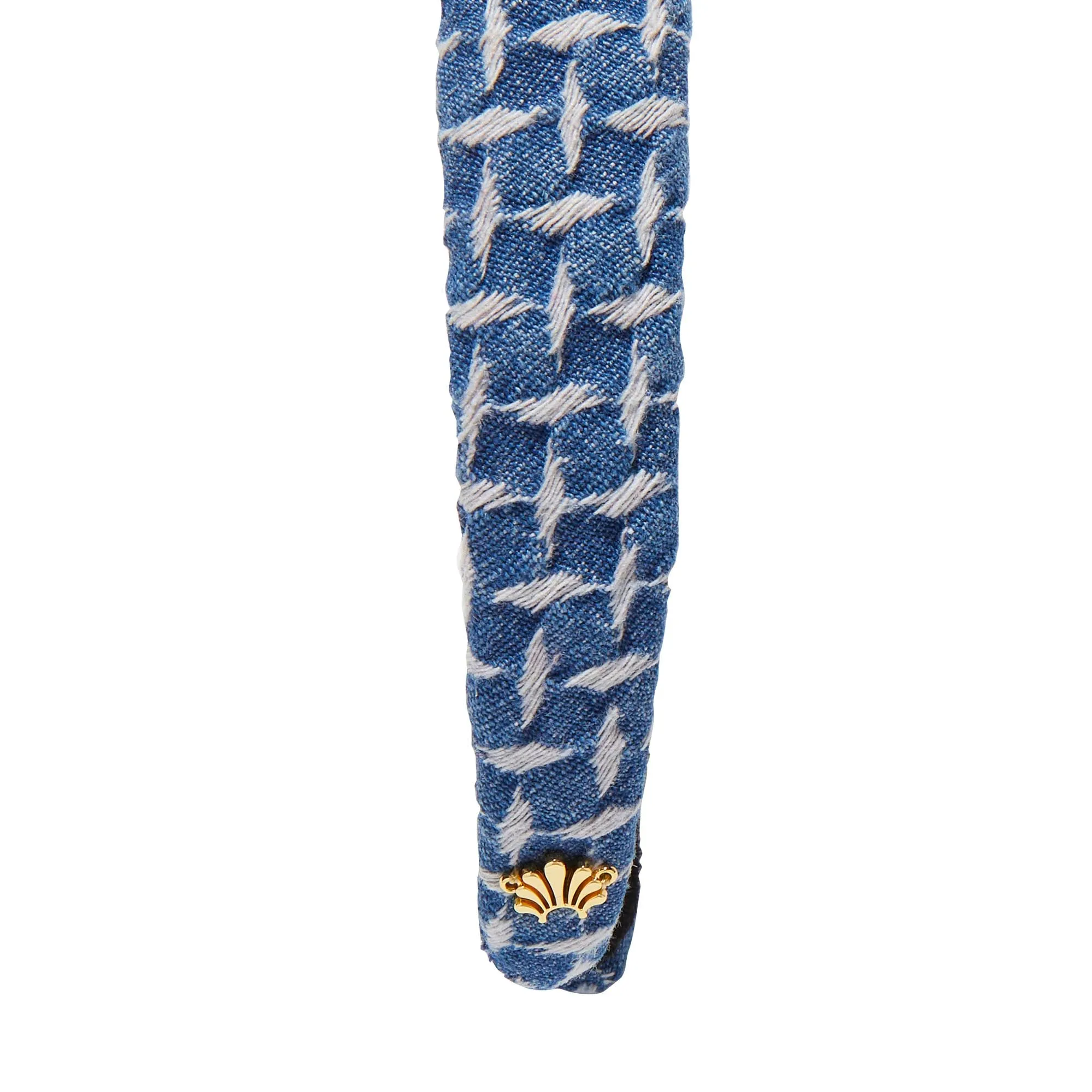 CADET BLUE CHARLOTTE LATTICE DENIM HEADBAND sold by Lele Sadoughi product image thumbnail 5