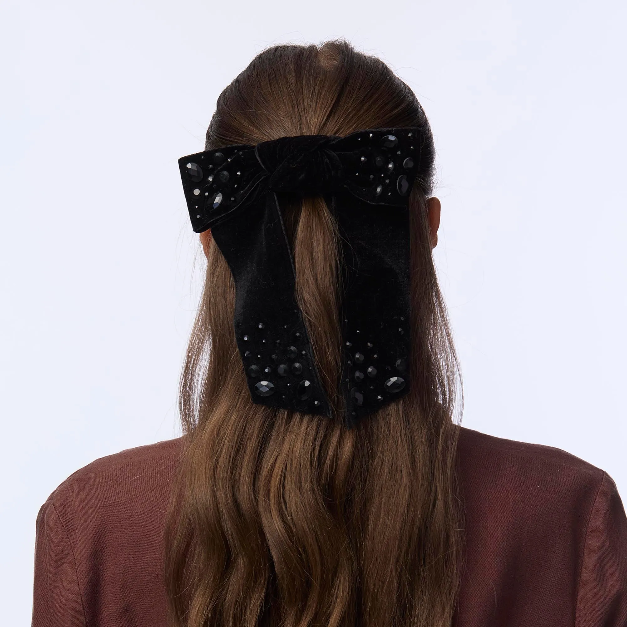 JET SHIRLEY CRYSTAL PEBBLE BOW sold by Lele Sadoughi product image thumbnail 2