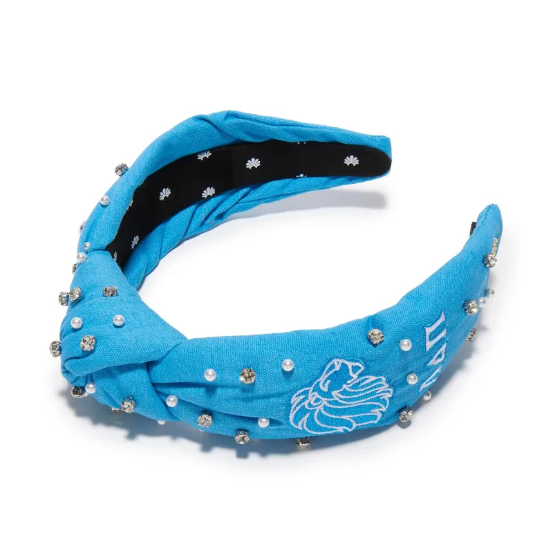 ADELPHEAN BLUE ALPHA DELTA PI KNOTTED HEADBAND sold by Lele Sadoughi