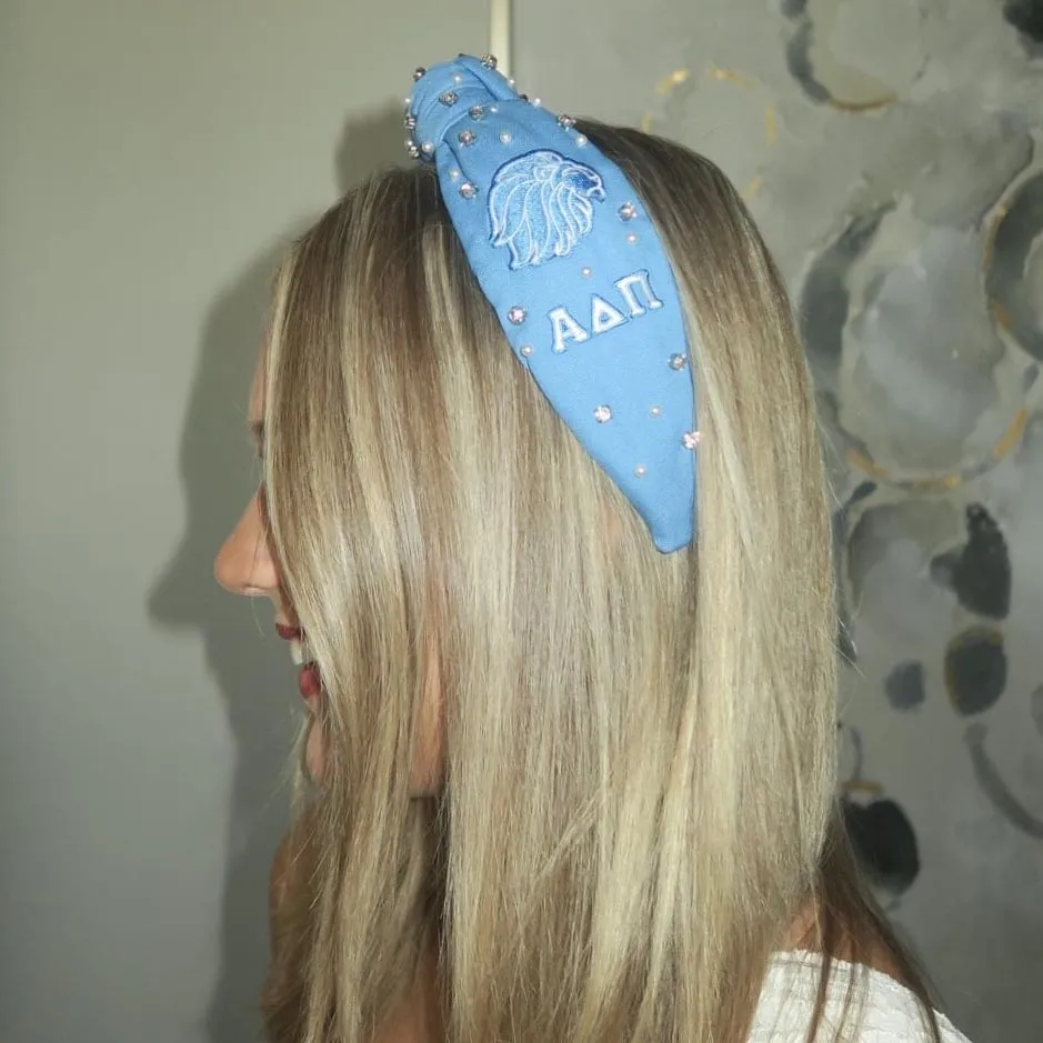 ADELPHEAN BLUE ALPHA DELTA PI KNOTTED HEADBAND sold by Lele Sadoughi product image thumbnail 2