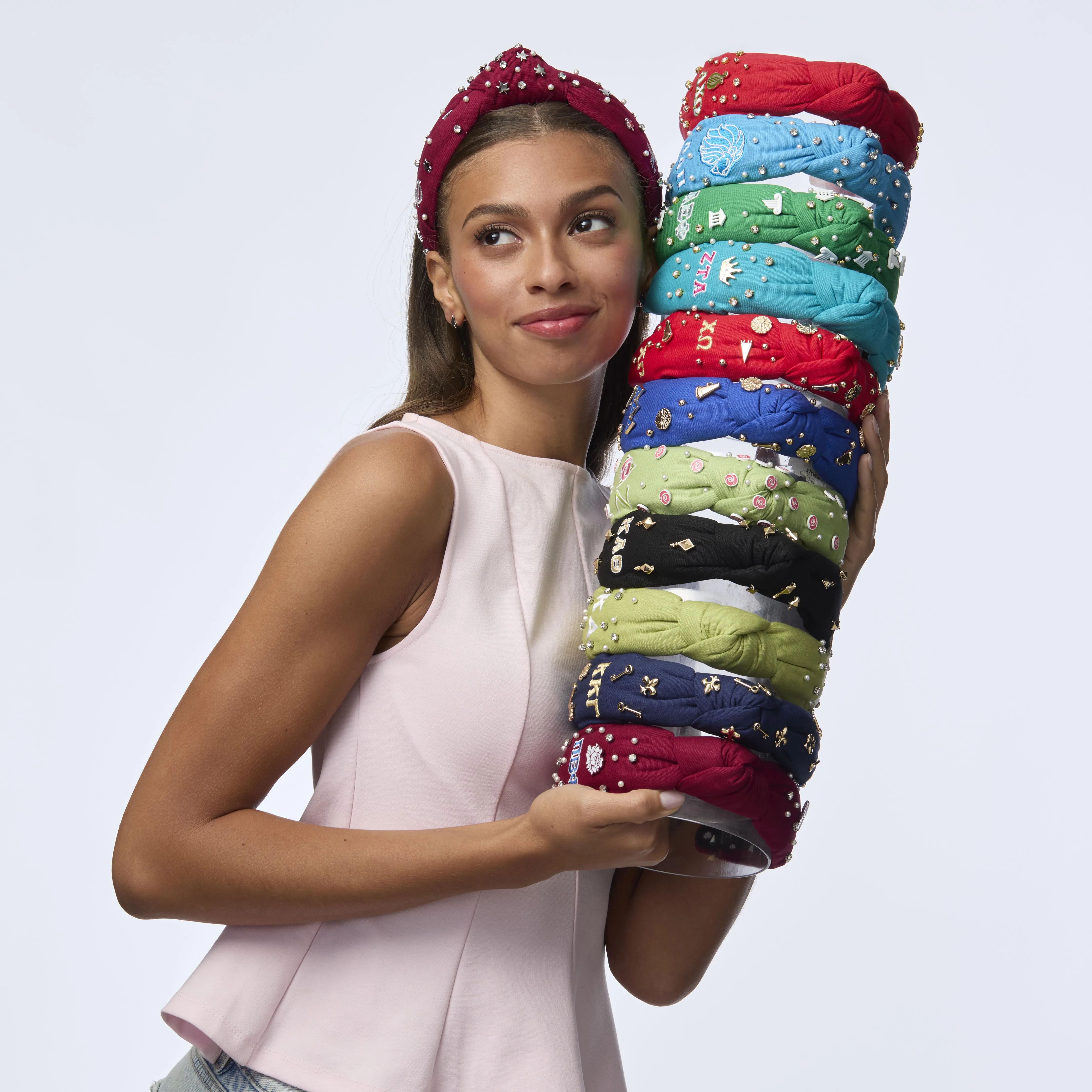 ADELPHEAN BLUE ALPHA DELTA PI KNOTTED HEADBAND sold by Lele Sadoughi product image thumbnail 4