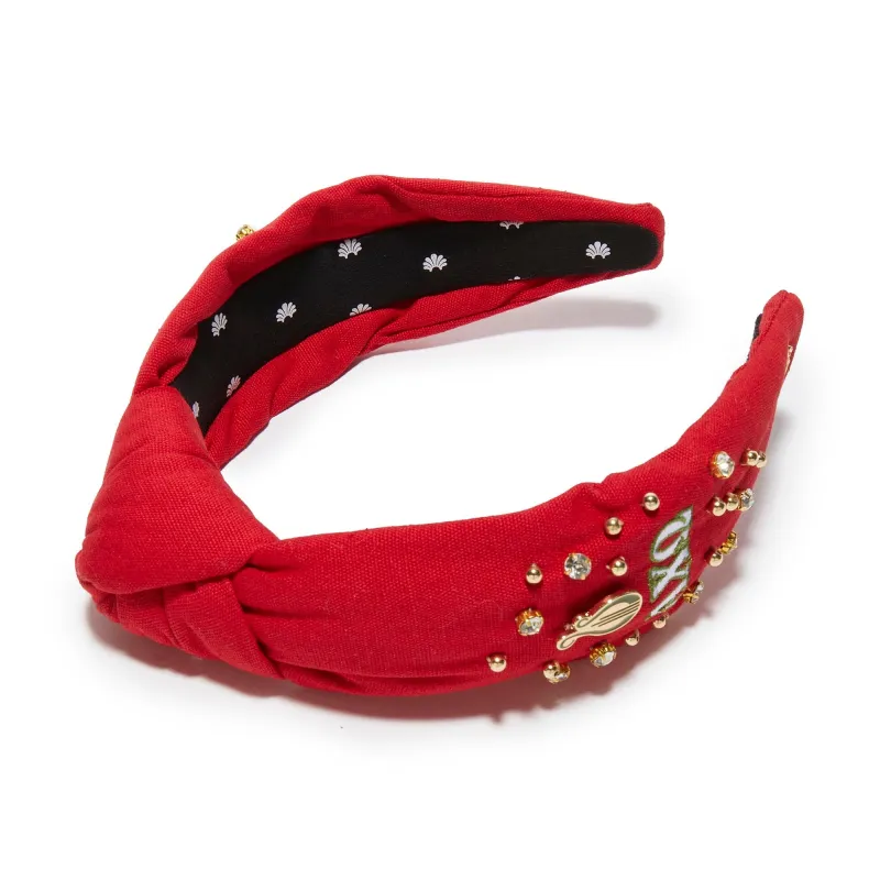 SCARLET ALPHA CHI OMEGA KNOTTED HEADBAND sold by Lele Sadoughi