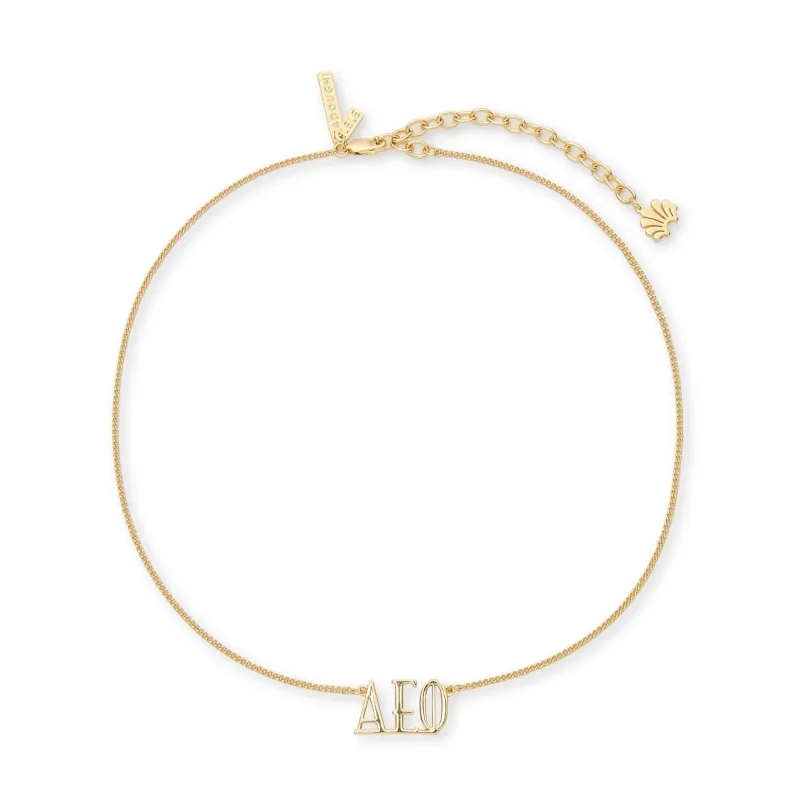 GOLD ALPHA EPSILON PHI CHARM NECKLACE sold by Lele Sadoughi