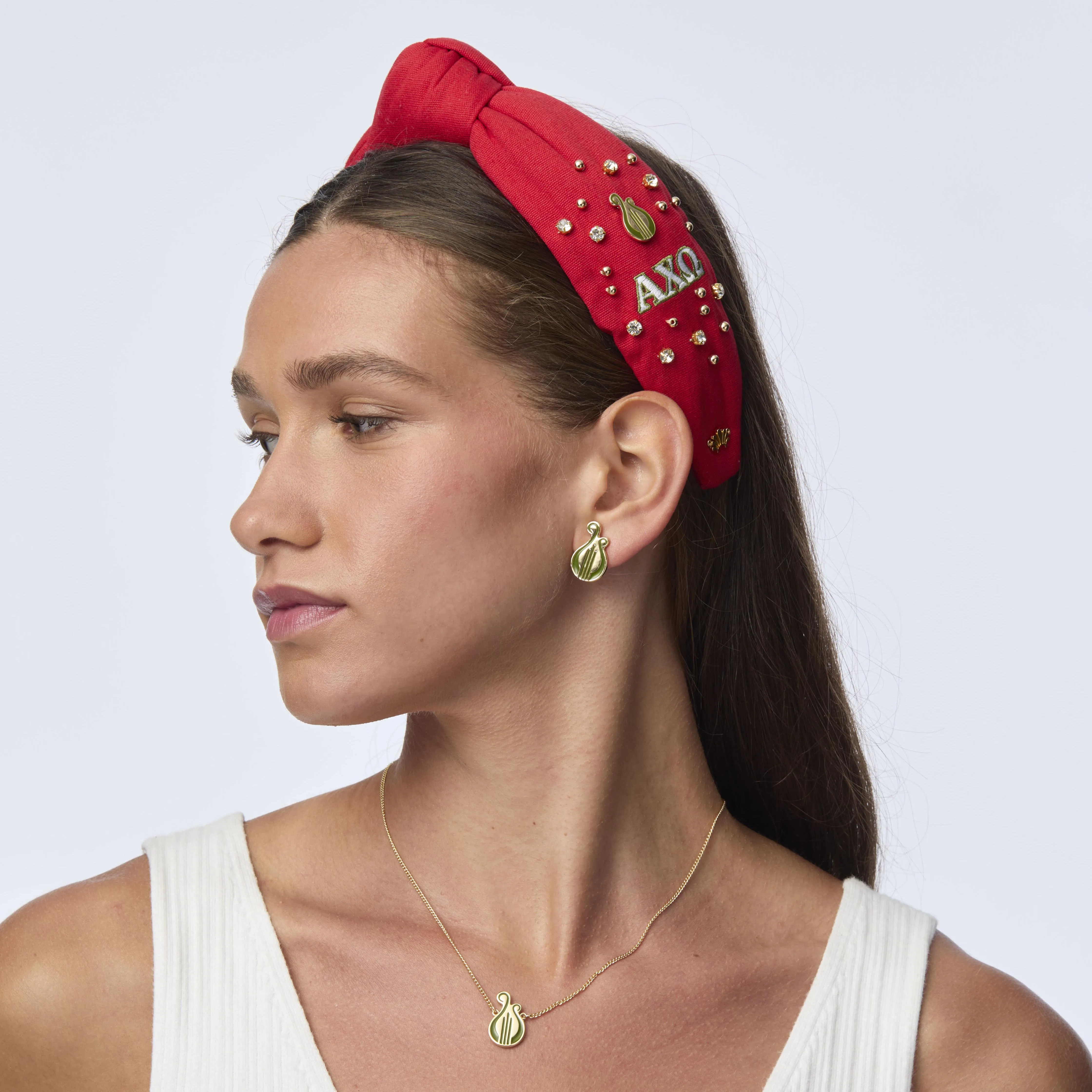 GOLD ALPHA CHI OMEGA CHARM NECKLACE sold by Lele Sadoughi product image thumbnail 3