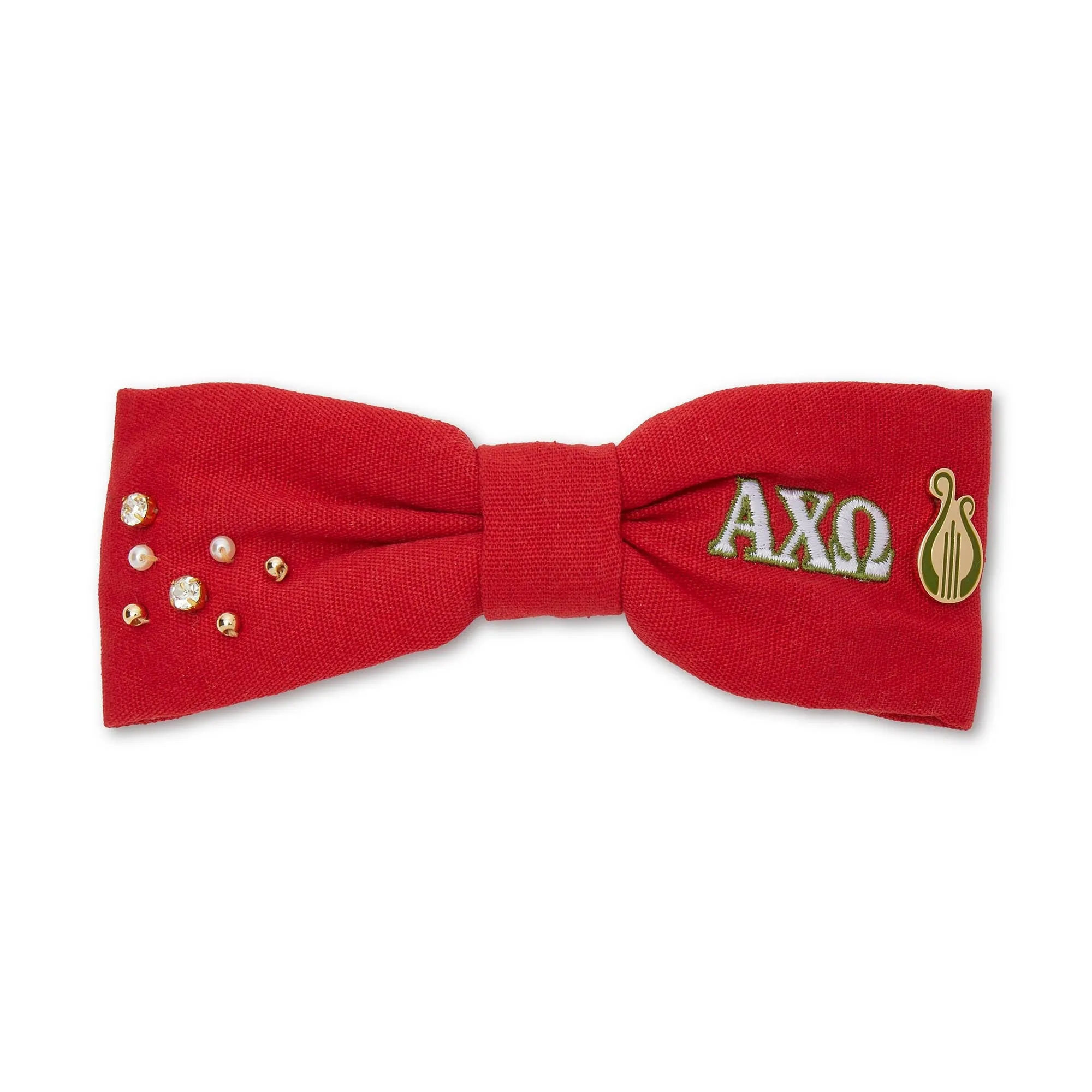 SCARLET ALPHA CHI OMEGA RILEY BOW sold by Lele Sadoughi