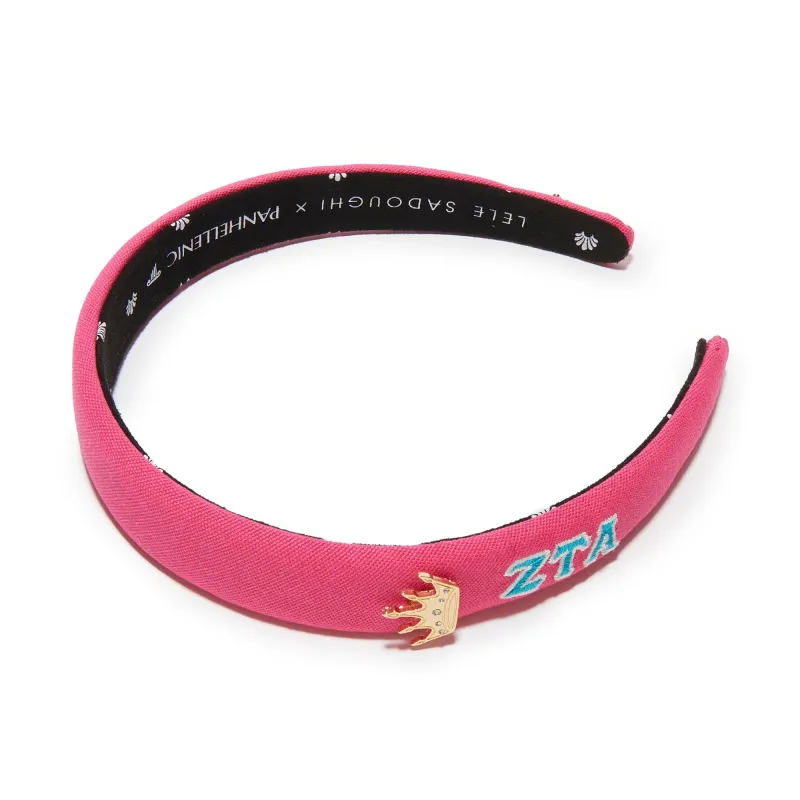 BRIGHT PINK ZETA TAU ALPHA CHARLOTTE HEADBAND sold by Lele Sadoughi