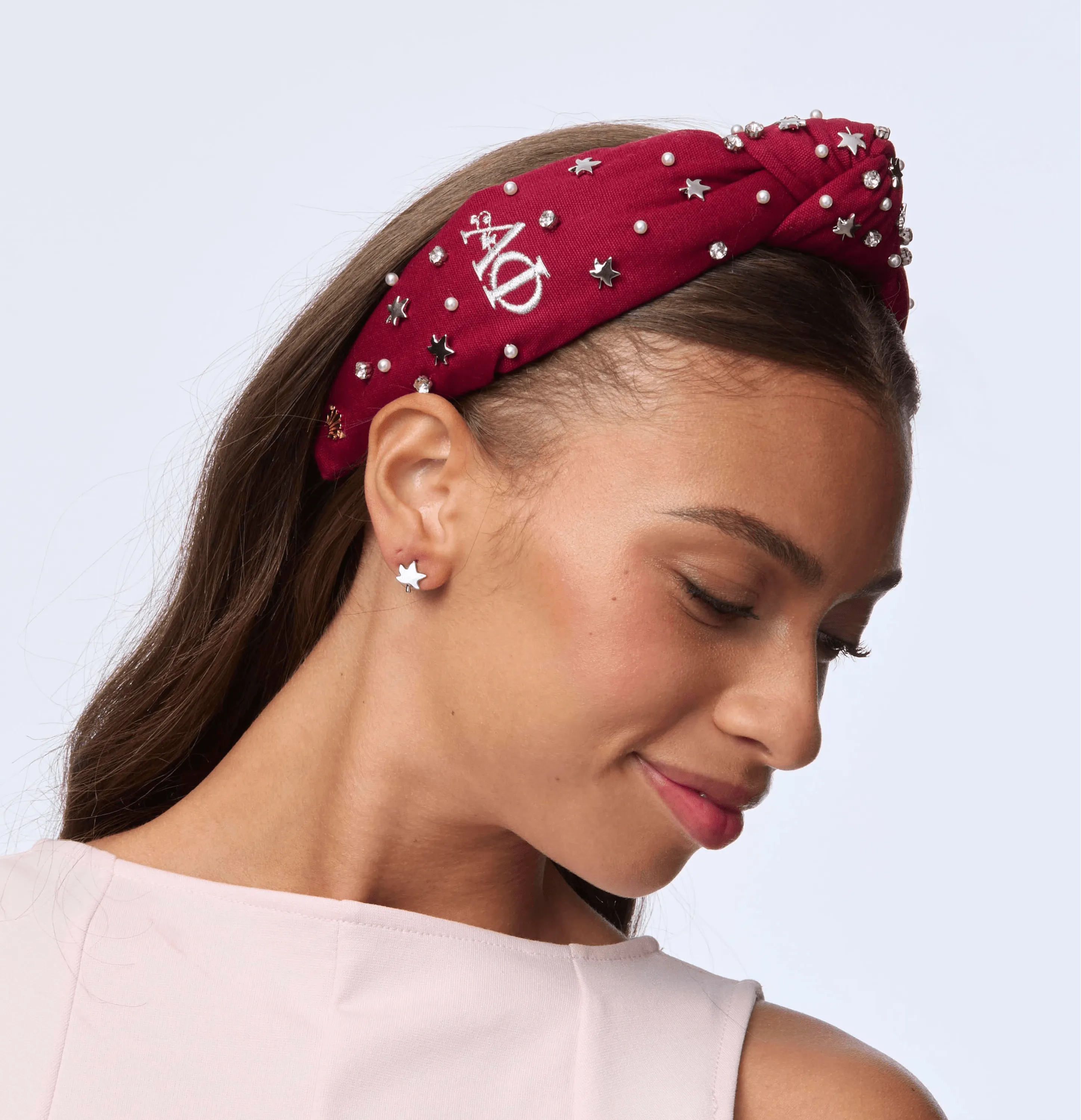 WINE ALPHA PHI KNOTTED HEADBAND sold by Lele Sadoughi product image thumbnail 2