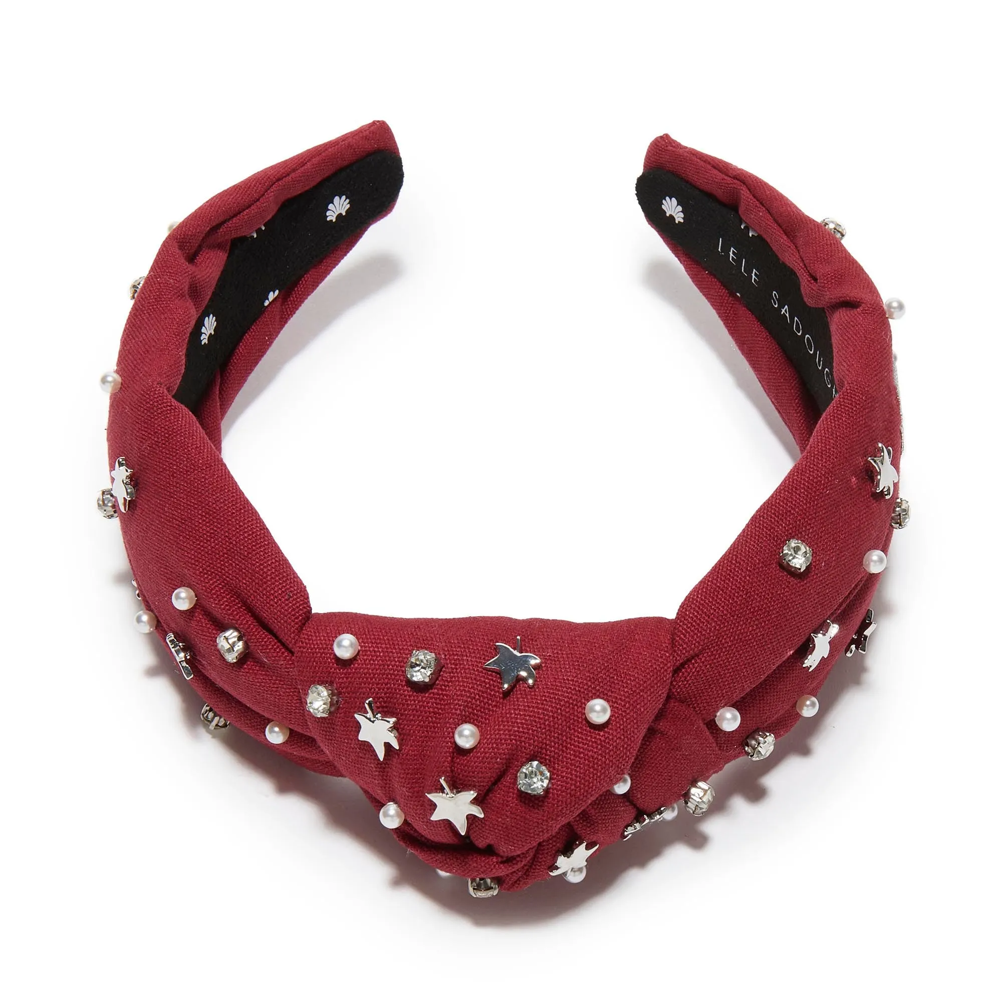 WINE ALPHA PHI KNOTTED HEADBAND sold by Lele Sadoughi product image thumbnail 3