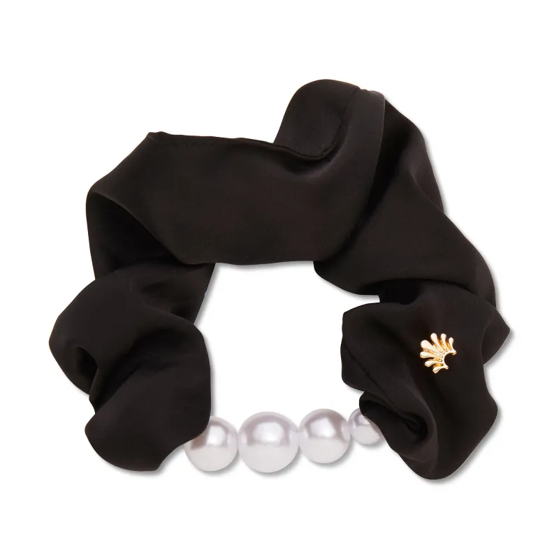 JET PEARL SILK SCRUNCHIE sold by Lele Sadoughi
