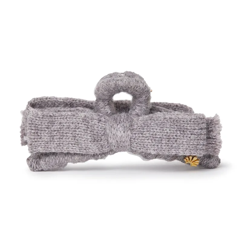 SLATE GRAY CABLE KNIT BOW CLAW CLIP sold by Lele Sadoughi