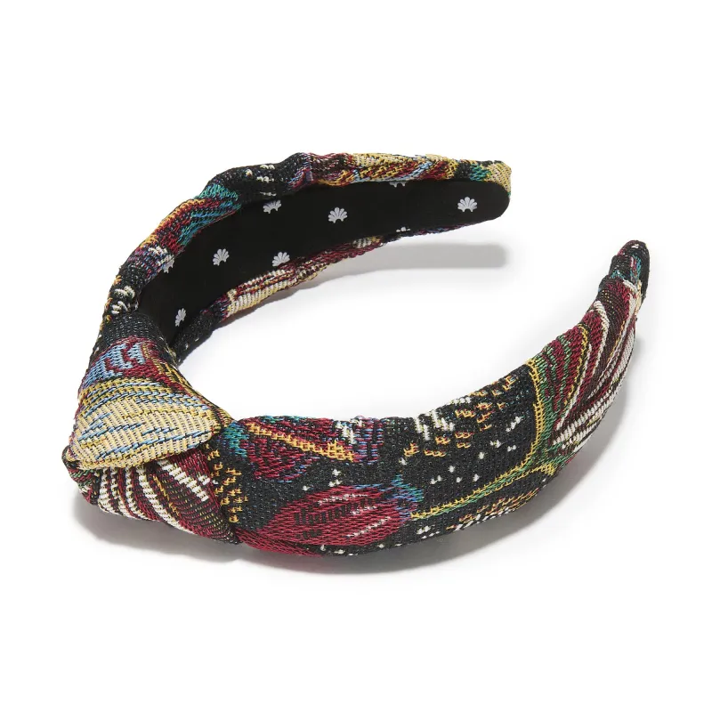 BLACK FOREST KNOTTED FLORAL JACQUARD HEADBAND sold by Lele Sadoughi
