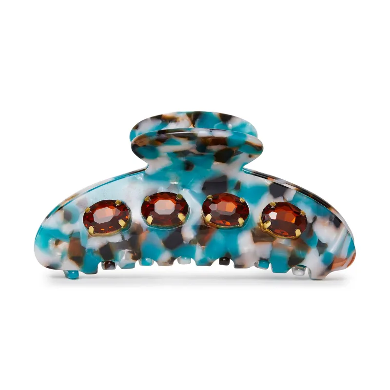 CORNFLOWER BLUE LARGE CRYSTAL CLAW CLIP sold by Lele Sadoughi