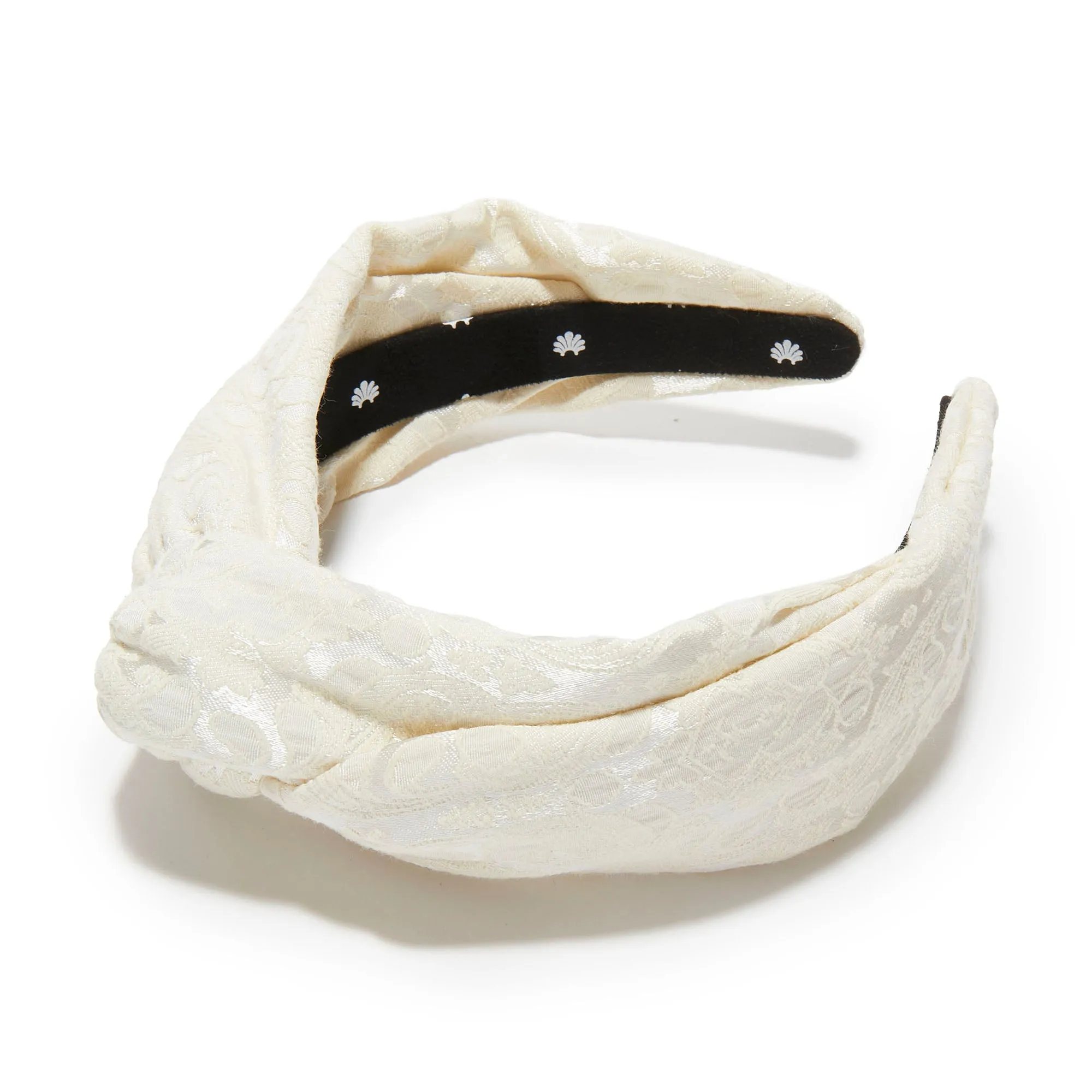 IVORY MARLENE DAMASK BROCADE HEADBAND sold by Lele Sadoughi