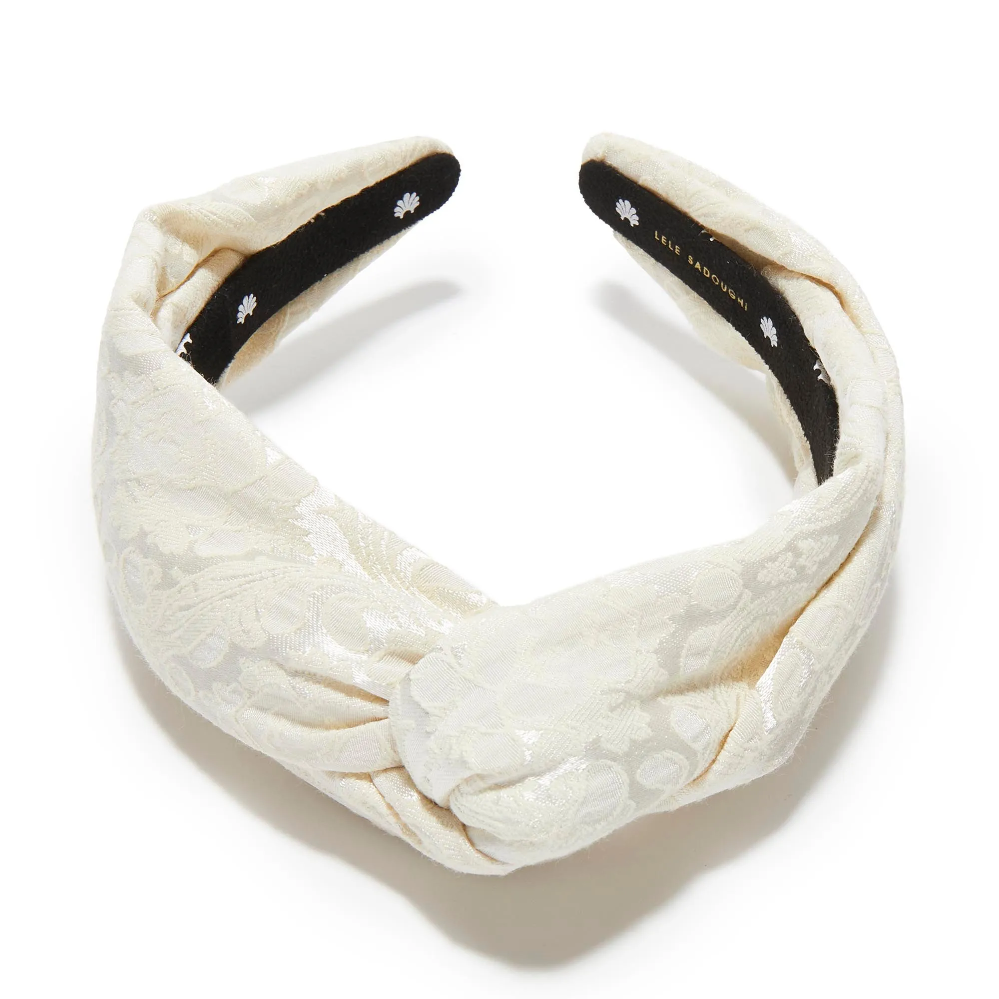 IVORY MARLENE DAMASK BROCADE HEADBAND sold by Lele Sadoughi product image thumbnail 3