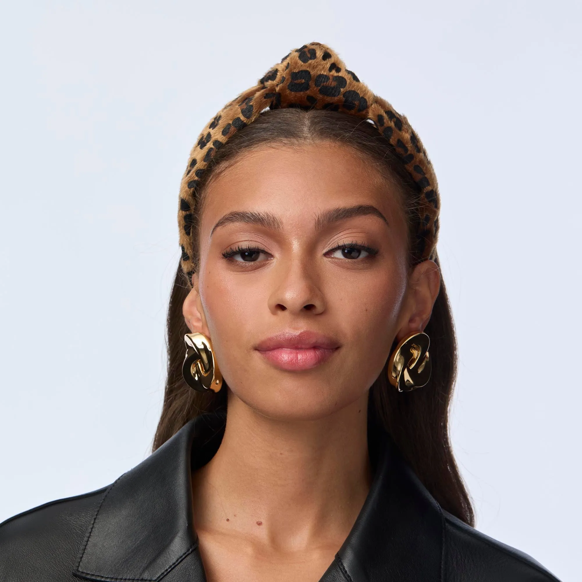 LEOPARD KNOTTED FAUX PONYHAIR HEADBAND sold by Lele Sadoughi product image thumbnail 2