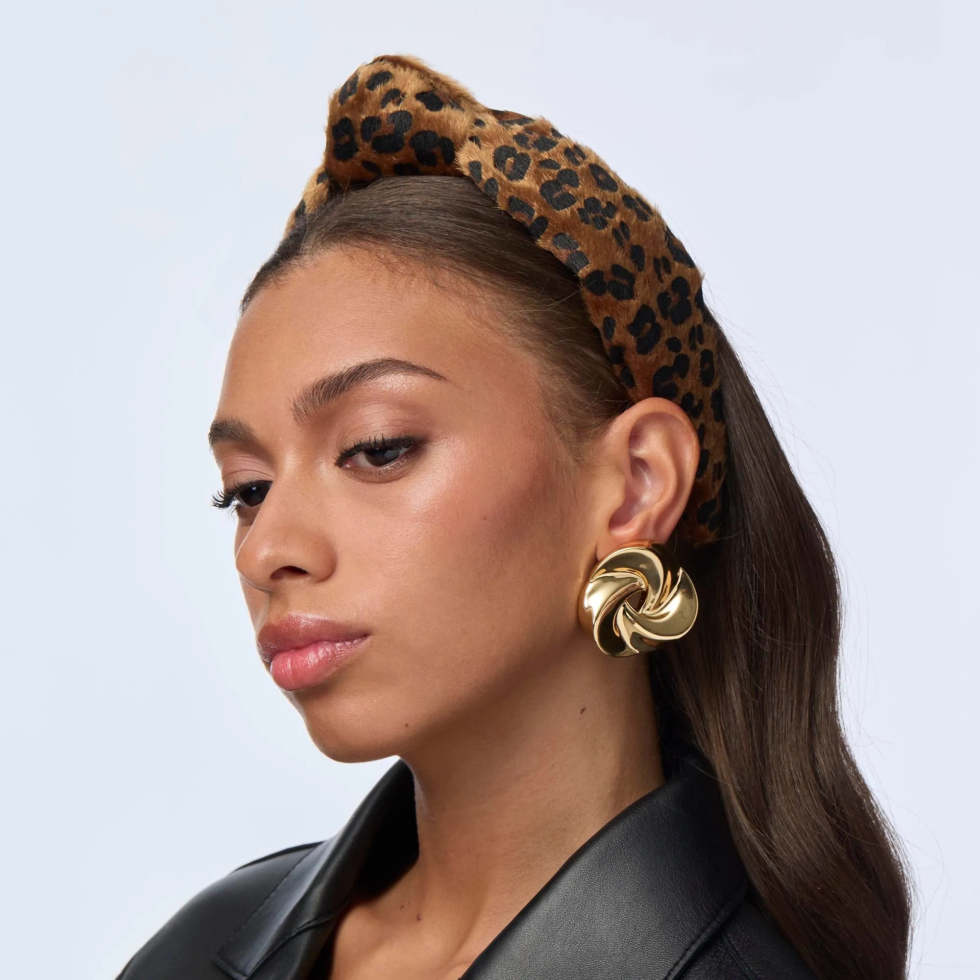 LEOPARD KNOTTED FAUX PONYHAIR HEADBAND sold by Lele Sadoughi product image thumbnail 4