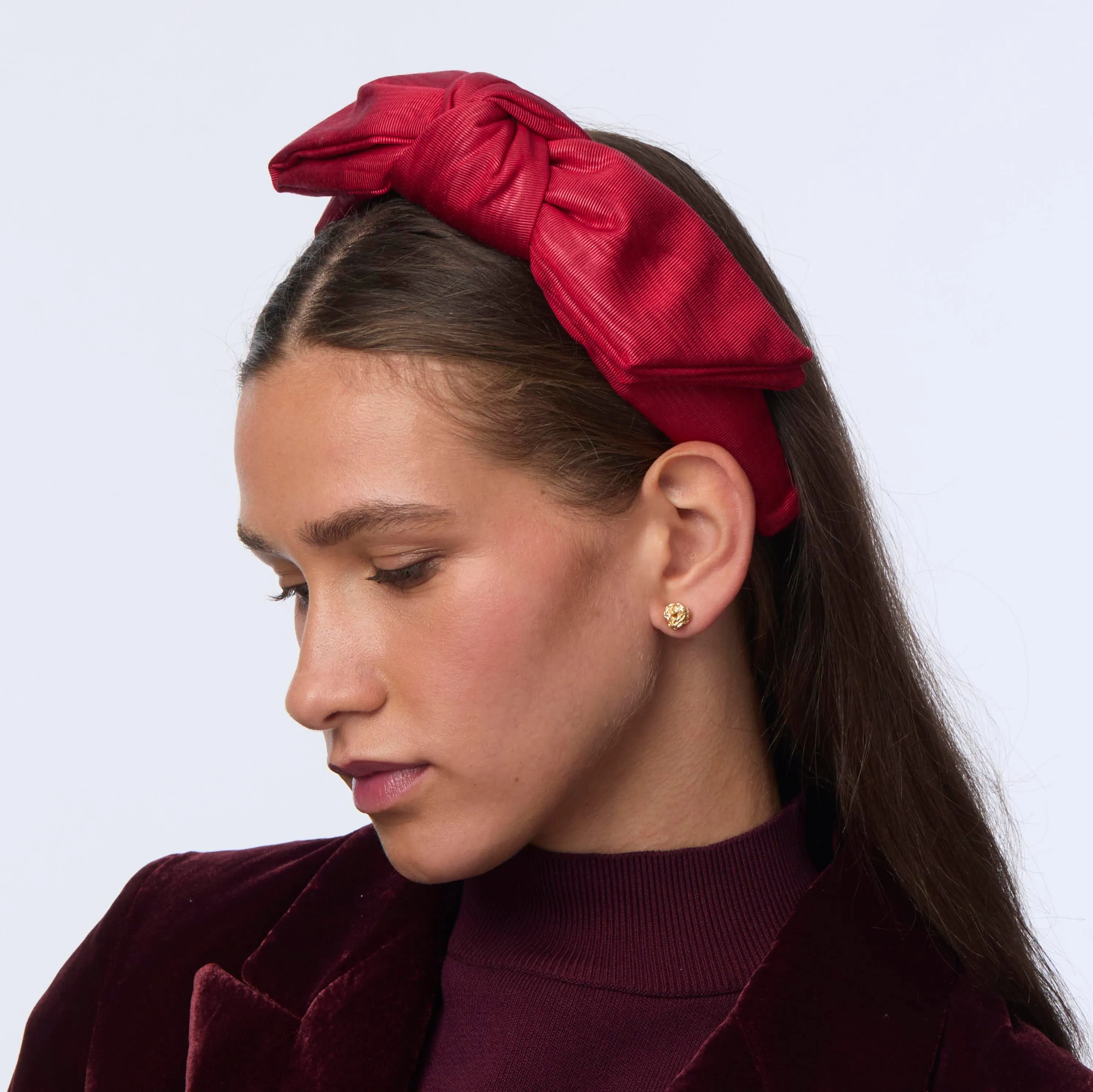 CRIMSON RED HOLLY MOIRE HEADBAND sold by Lele Sadoughi product image thumbnail 4
