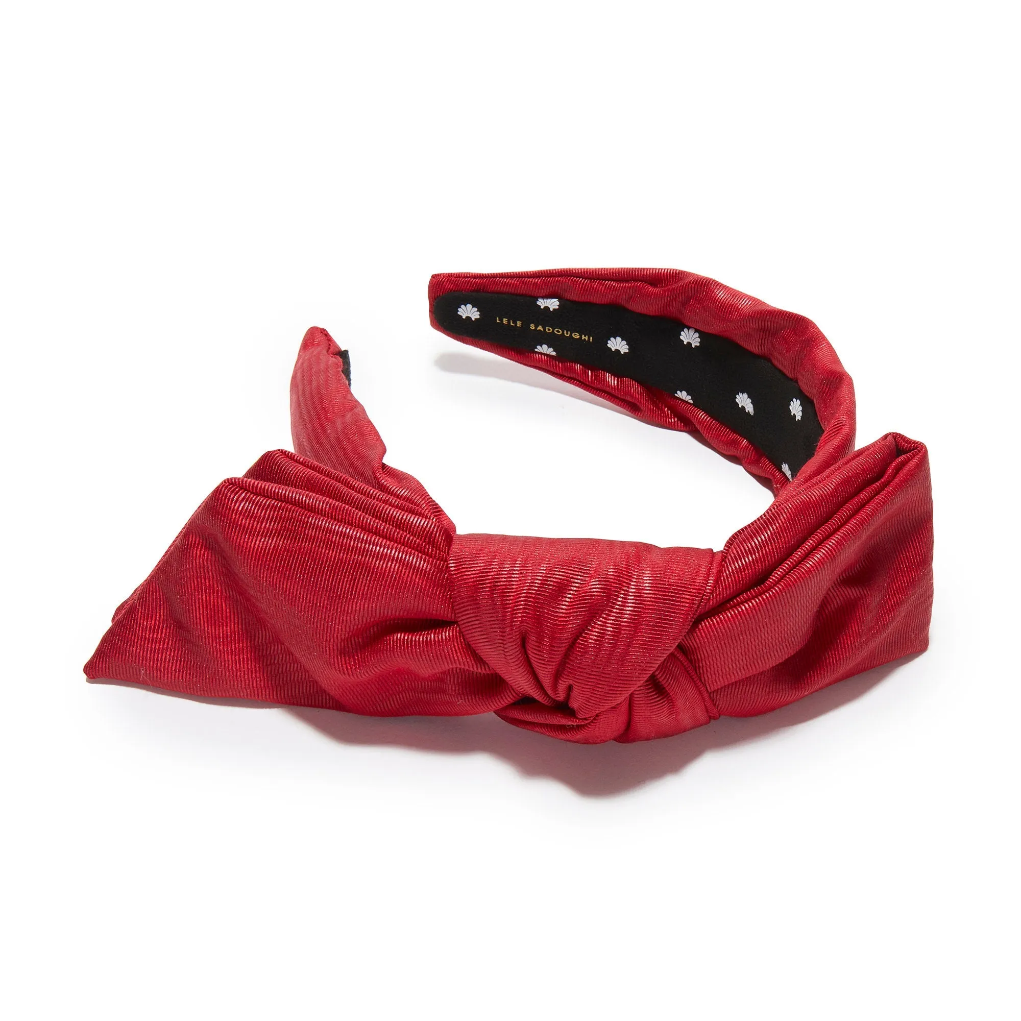 CRIMSON RED HOLLY MOIRE HEADBAND sold by Lele Sadoughi