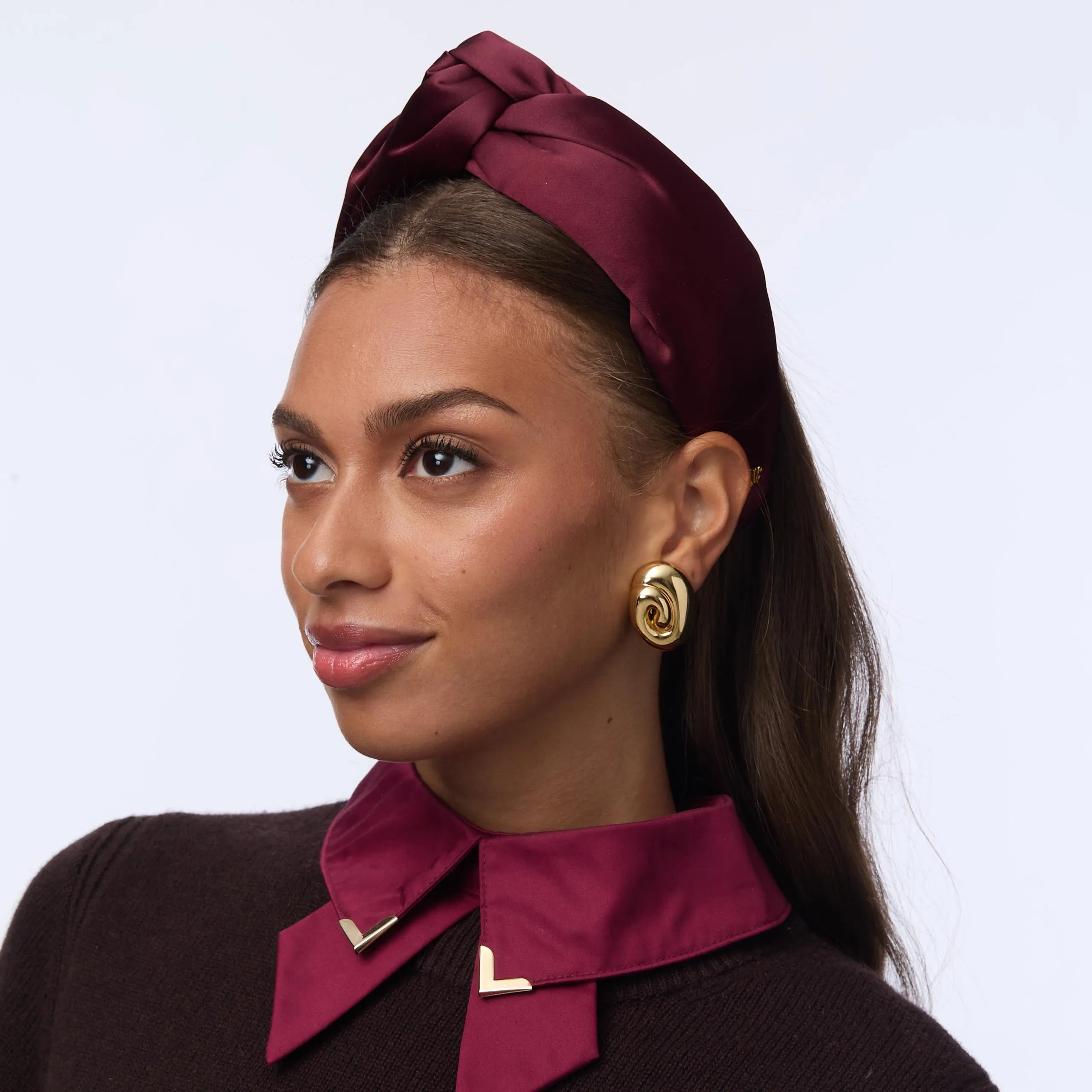 PLUM GRETA SILK HEADBAND sold by Lele Sadoughi product image thumbnail 2