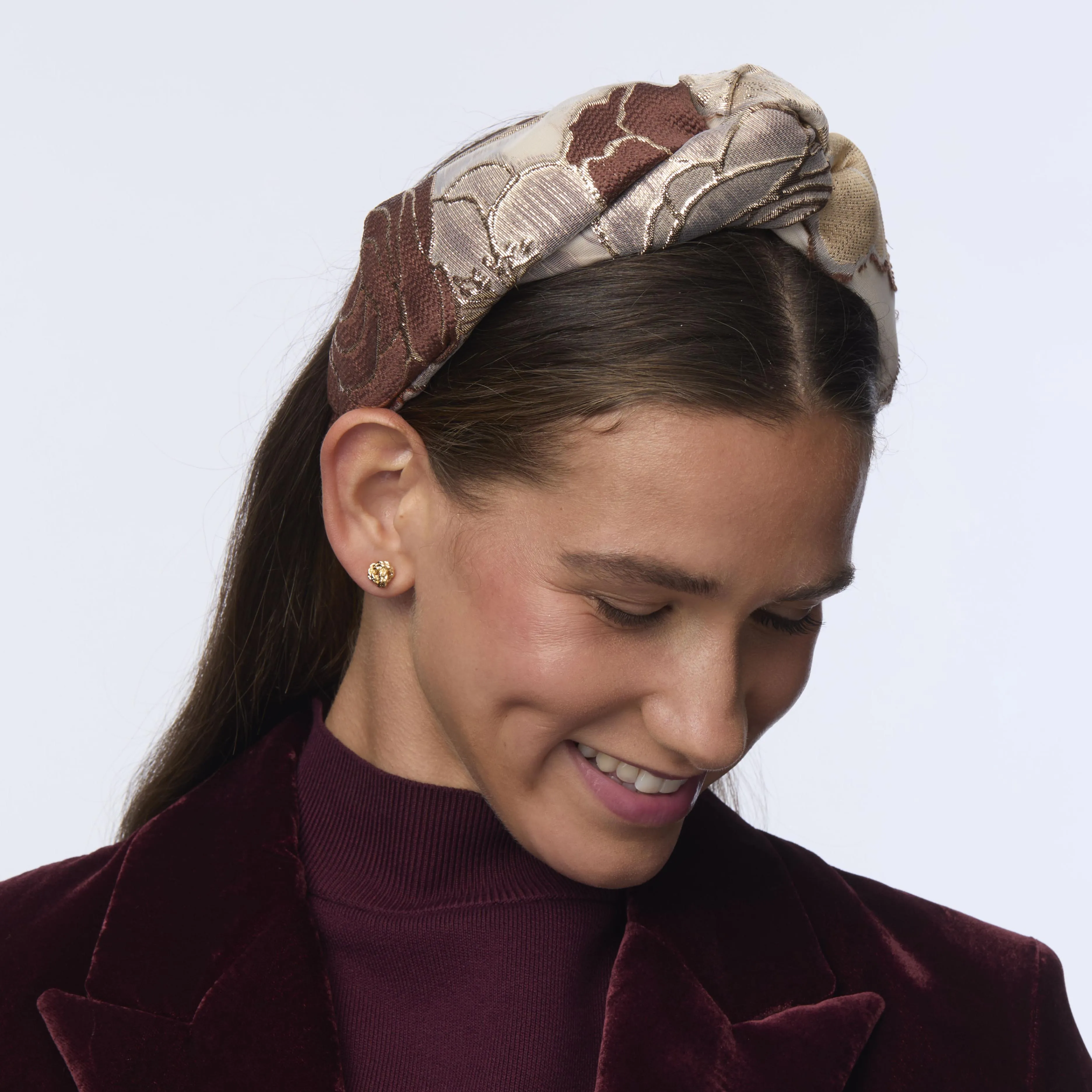 PLUM BLUSH GRETA FLORAL LACE HEADBAND sold by Lele Sadoughi product image thumbnail 2