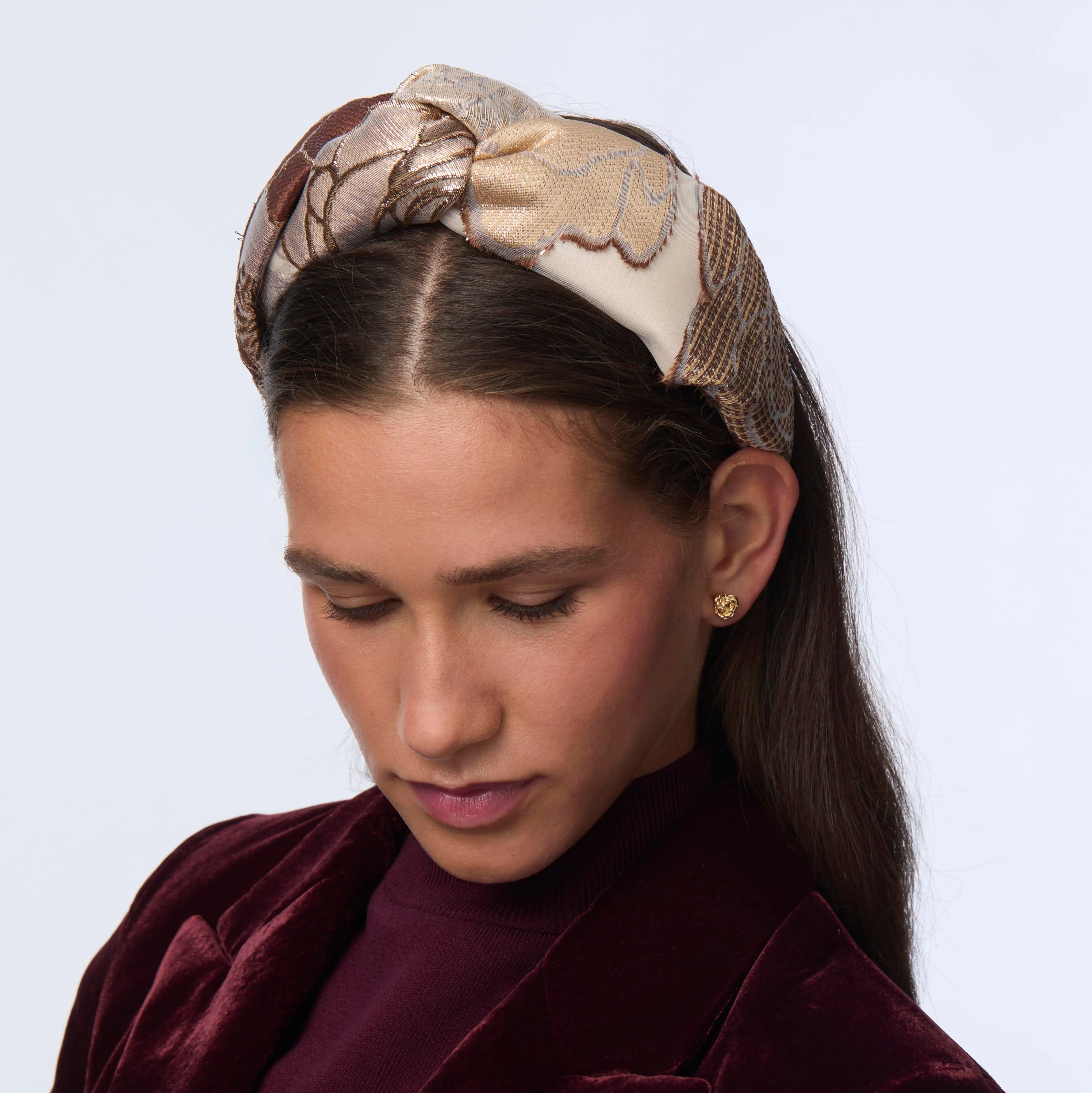 PLUM BLUSH GRETA FLORAL LACE HEADBAND sold by Lele Sadoughi product image thumbnail 4