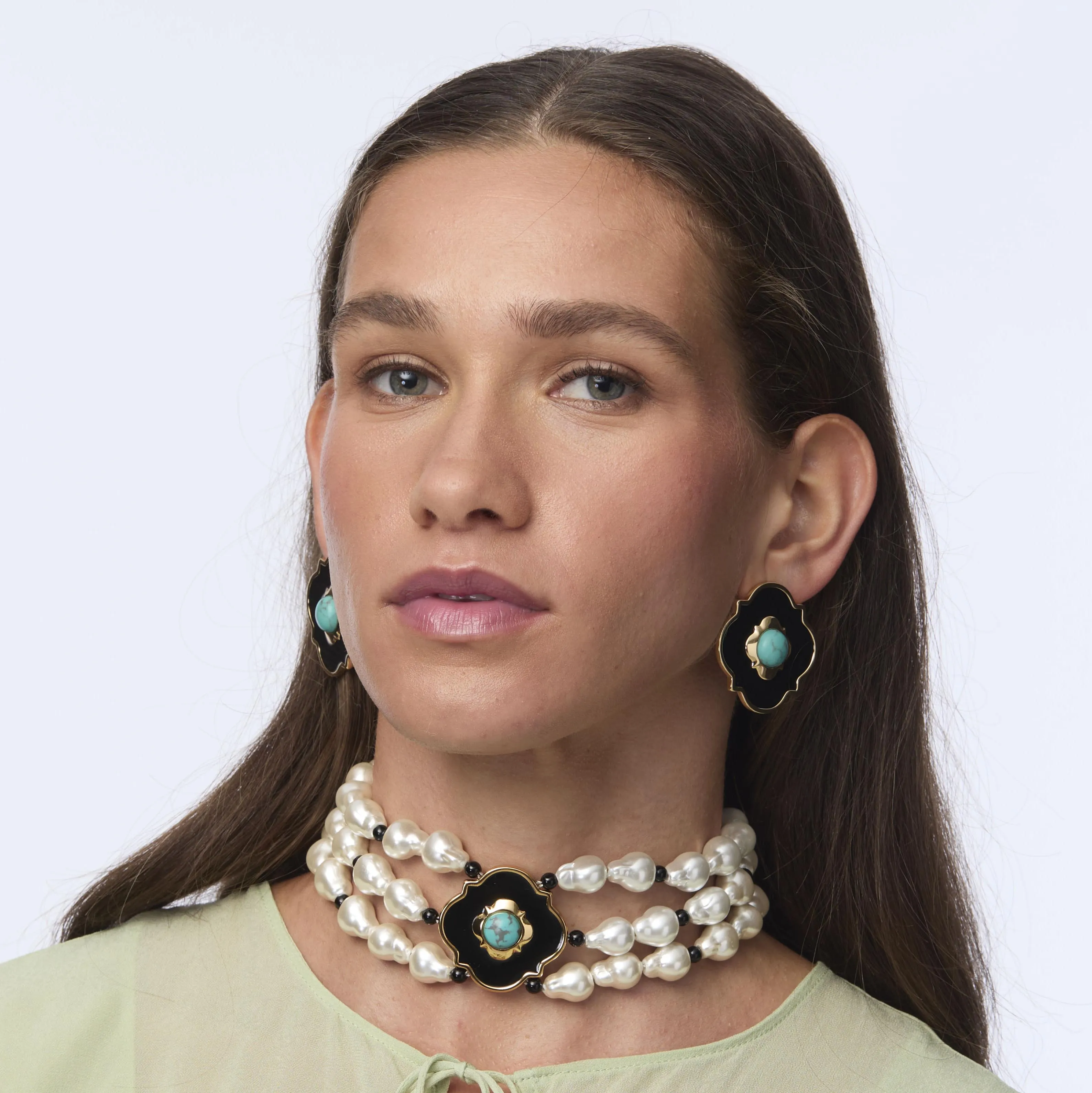 PATINA GREEN BILTMORE DIANA TRIPLE ROW CHOKER sold by Lele Sadoughi product image thumbnail 2