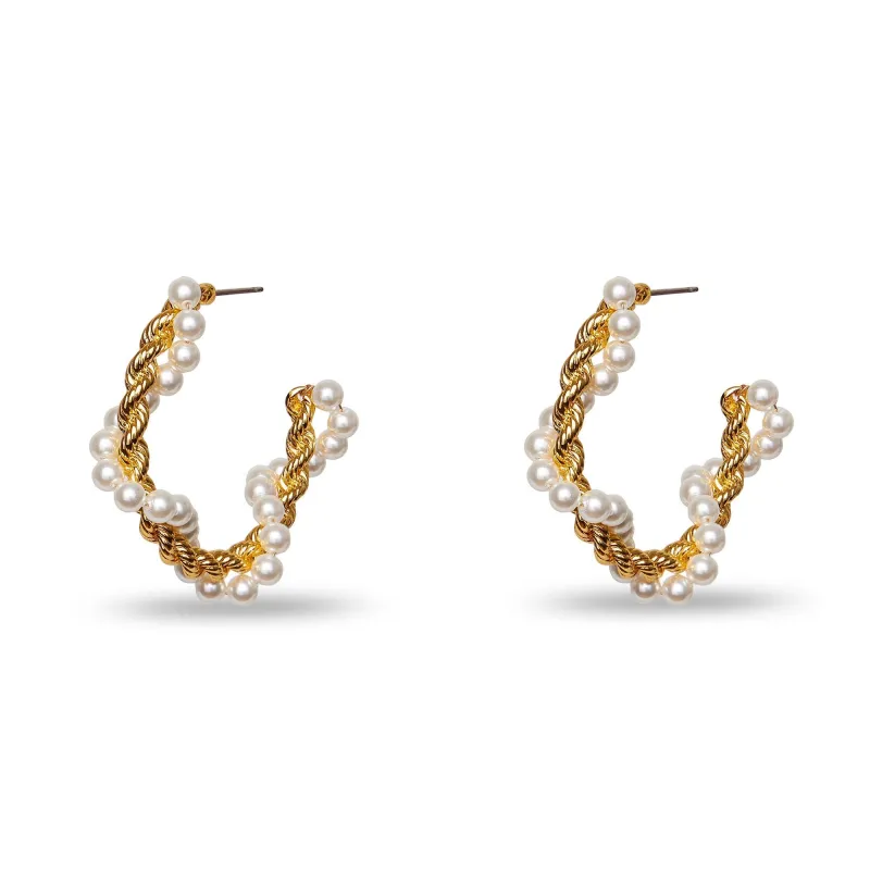 PEARL ROPE TWIST HOOP EARRINGS sold by Lele Sadoughi