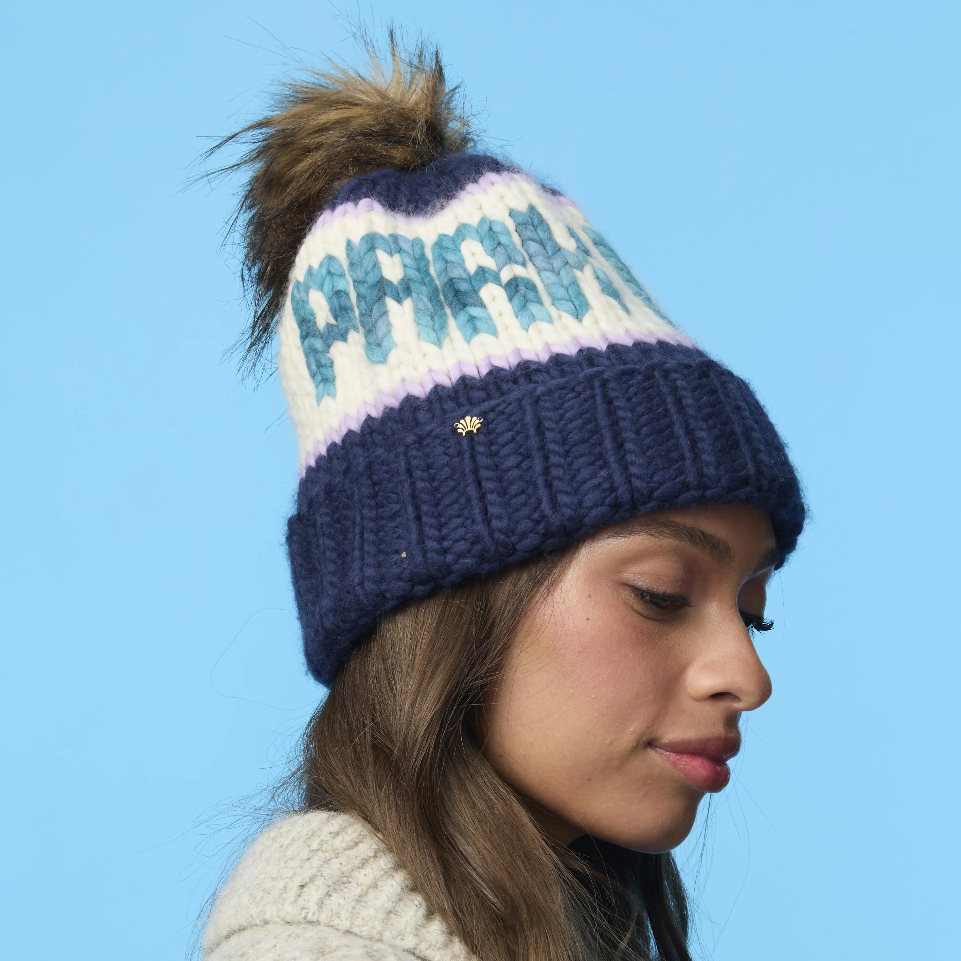 NAVY PARK CITY BEANIE sold by Lele Sadoughi product image thumbnail 4