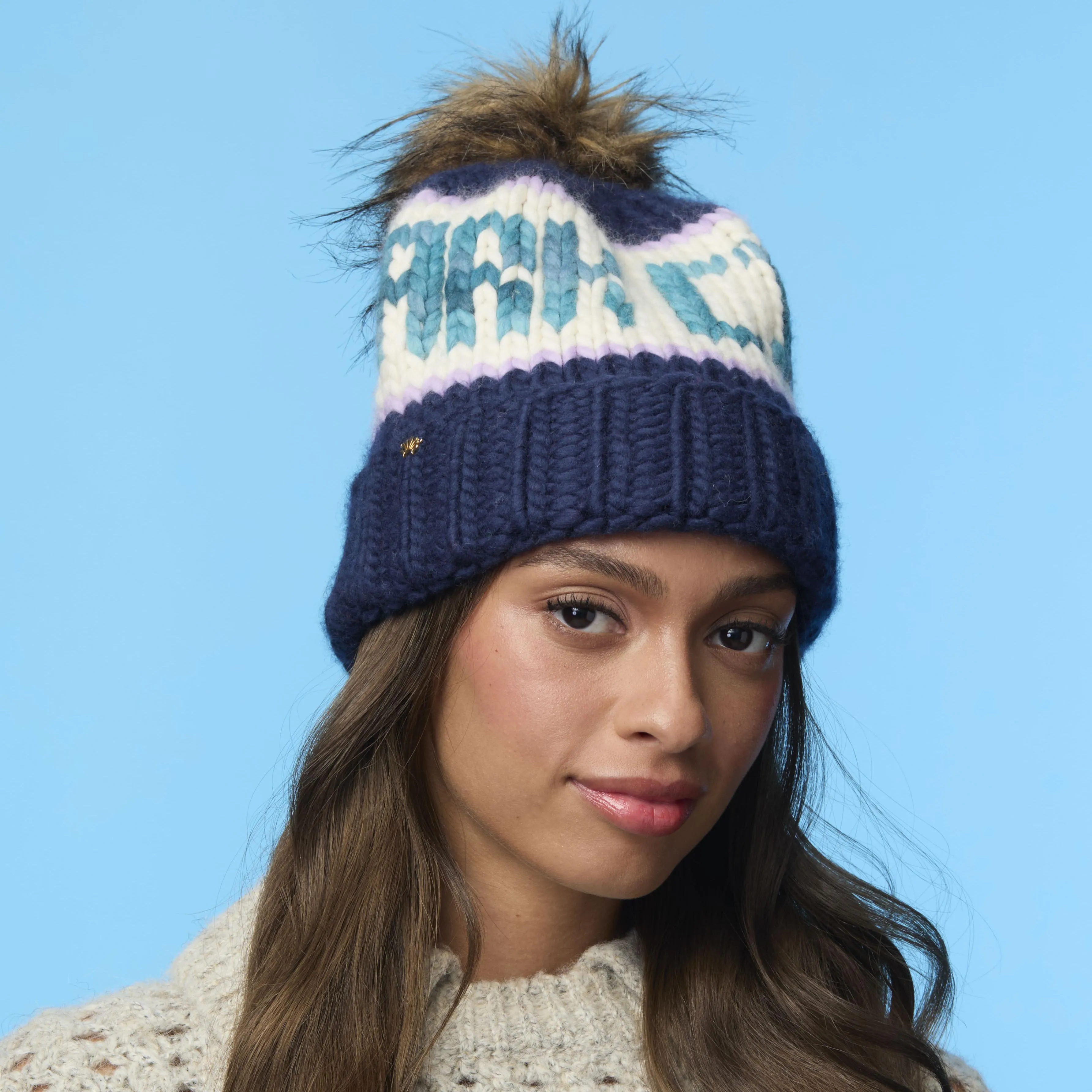 NAVY PARK CITY BEANIE sold by Lele Sadoughi product image thumbnail 2