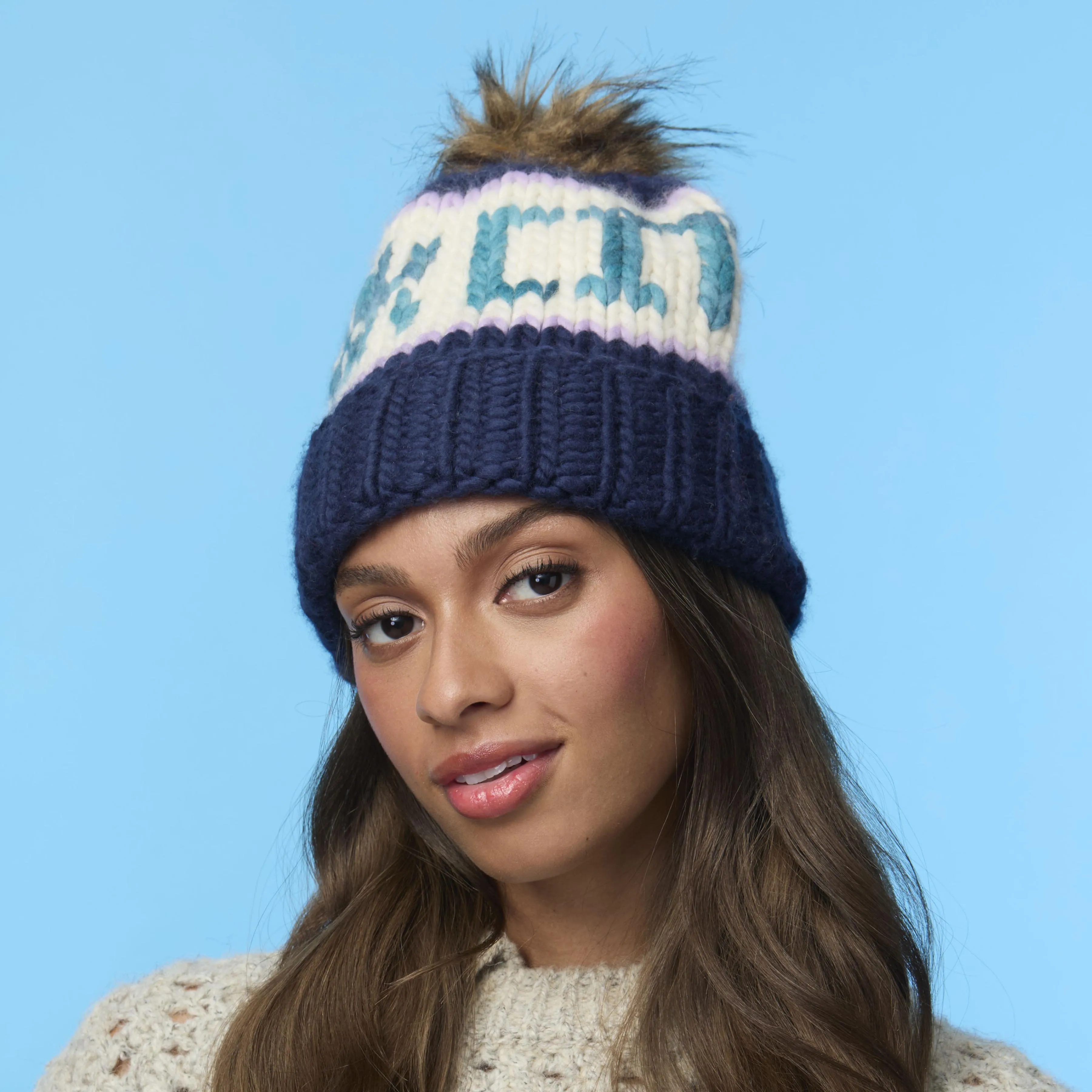 NAVY PARK CITY BEANIE sold by Lele Sadoughi product image thumbnail 3