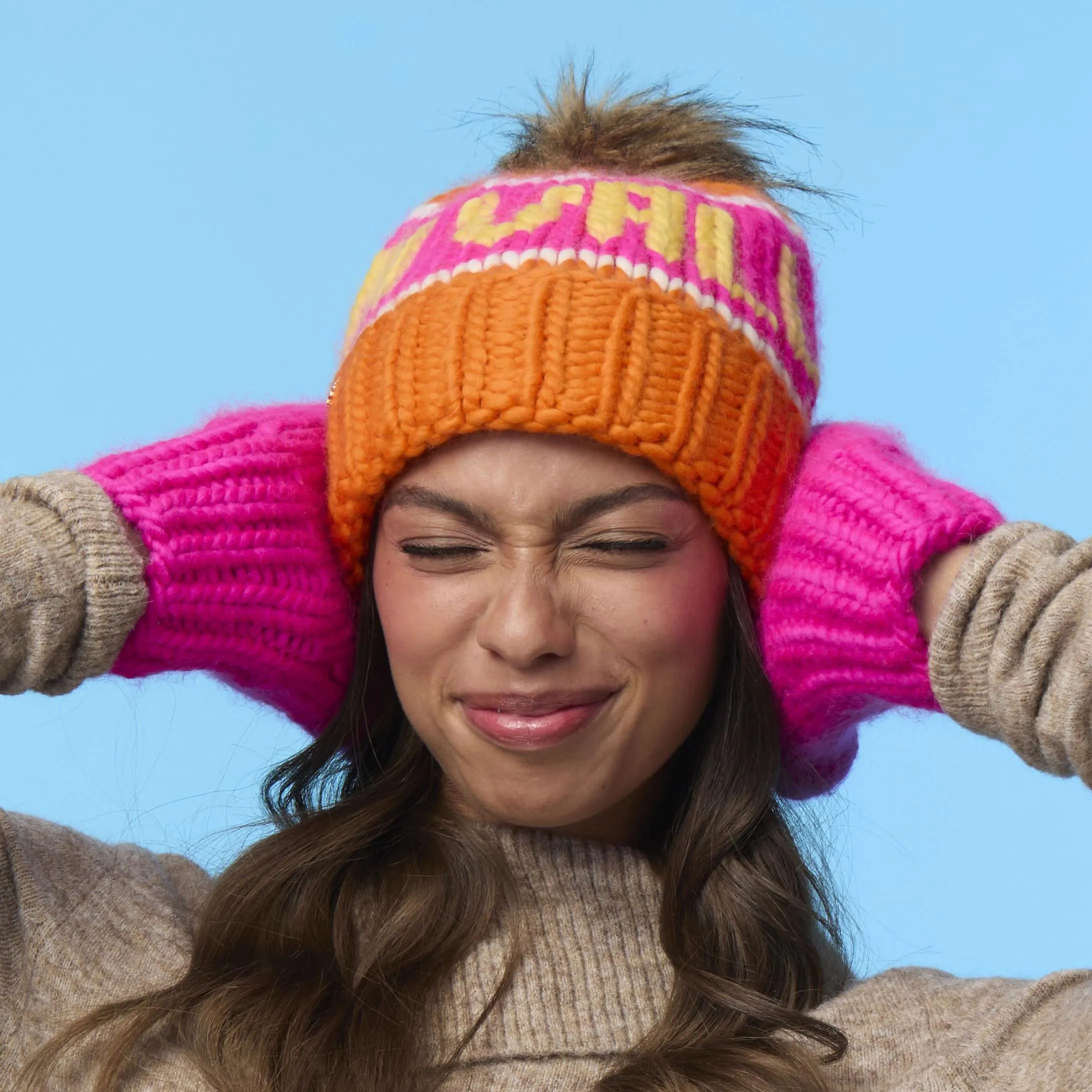 BRIGHT ORANGE SUN VALLEY BEANIE sold by Lele Sadoughi product image thumbnail 3