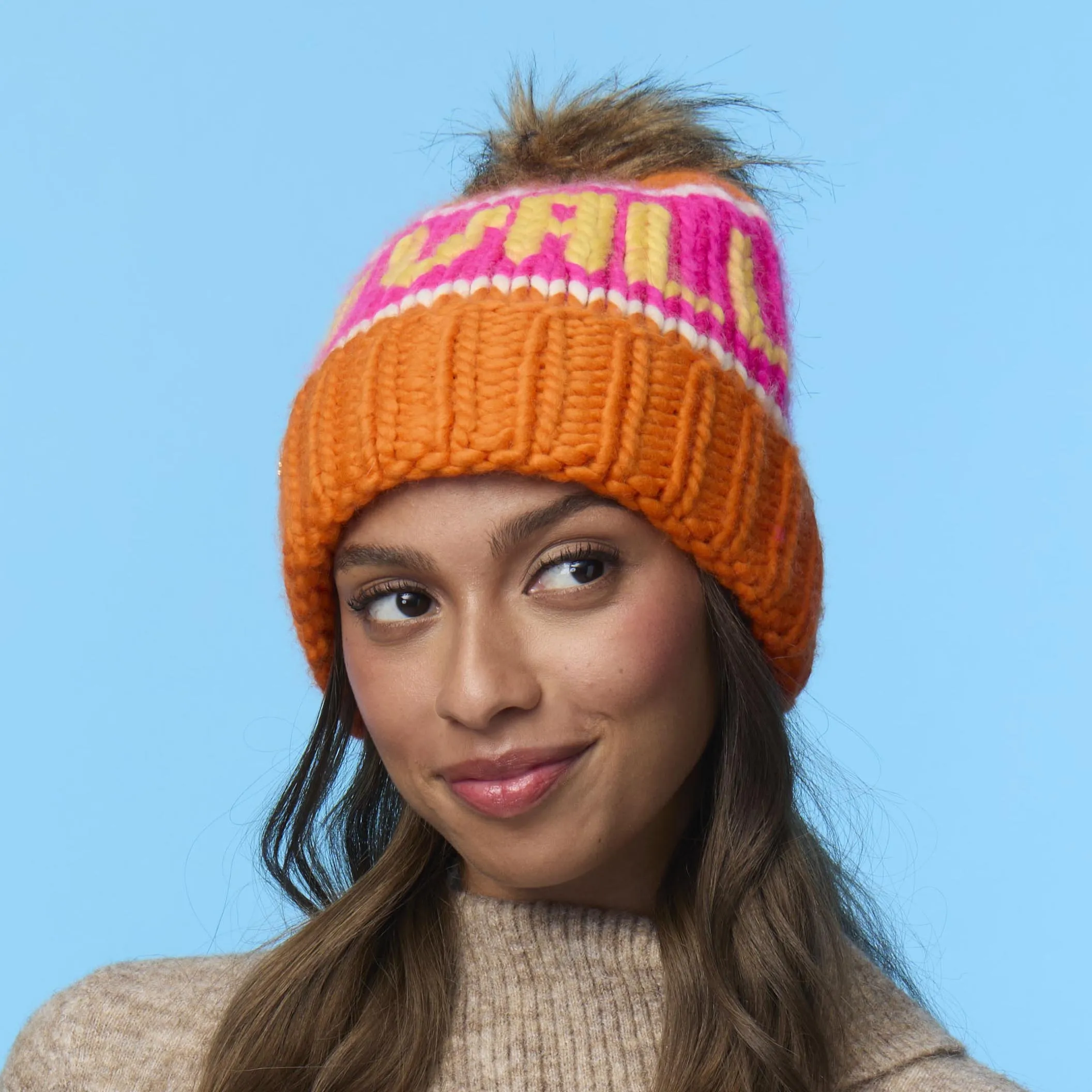BRIGHT ORANGE SUN VALLEY BEANIE sold by Lele Sadoughi product image thumbnail 2