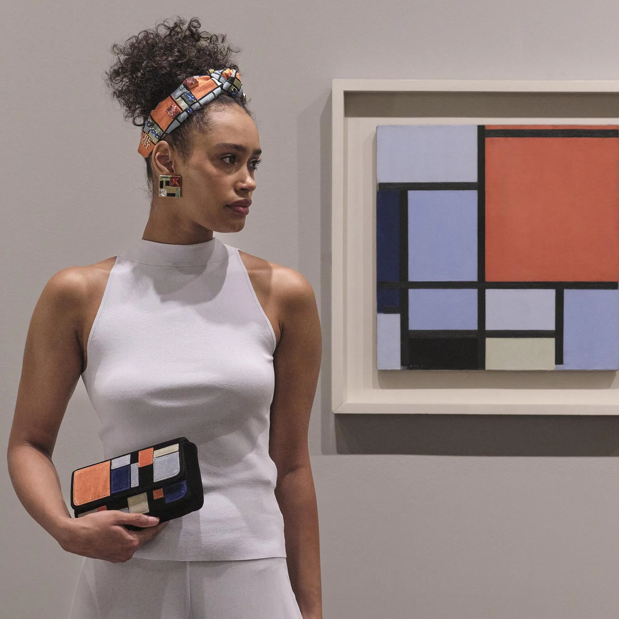 THE MET X LELE MONDRIAN COMPOSITION KNOTTED EMBROIDERED HEADBAND sold by Lele Sadoughi product image thumbnail 2