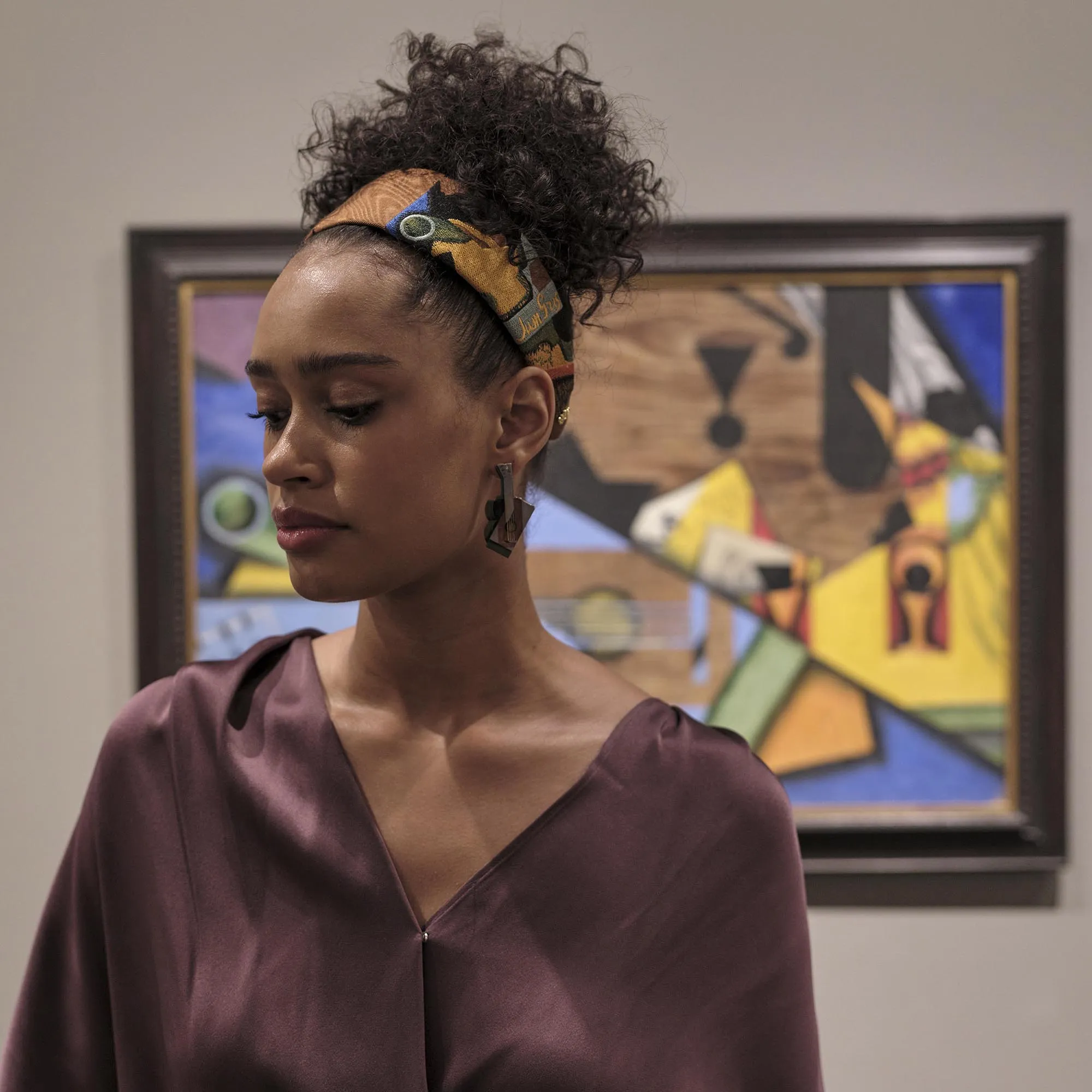 THE MET X LELE GRIS STILL LIFE WITH A GUITAR BRIGITTE EMBROIDERED HEADBAND sold by Lele Sadoughi product image thumbnail 2