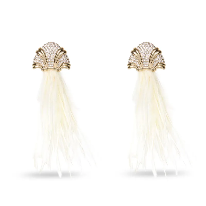 THE MET X LELE TOULOUSE LA TROUPE DE MADEMOISELLE EGLANTINE FEATHER EARRINGS sold by Lele Sadoughi