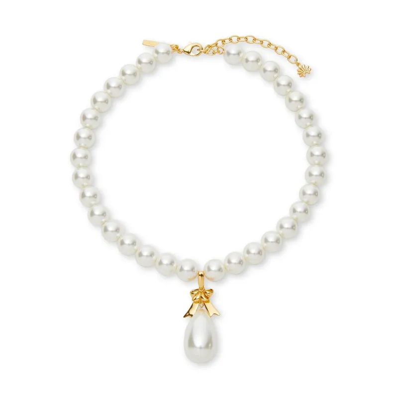 PEARL BOW DROPLET NECKLACE sold by Lele Sadoughi